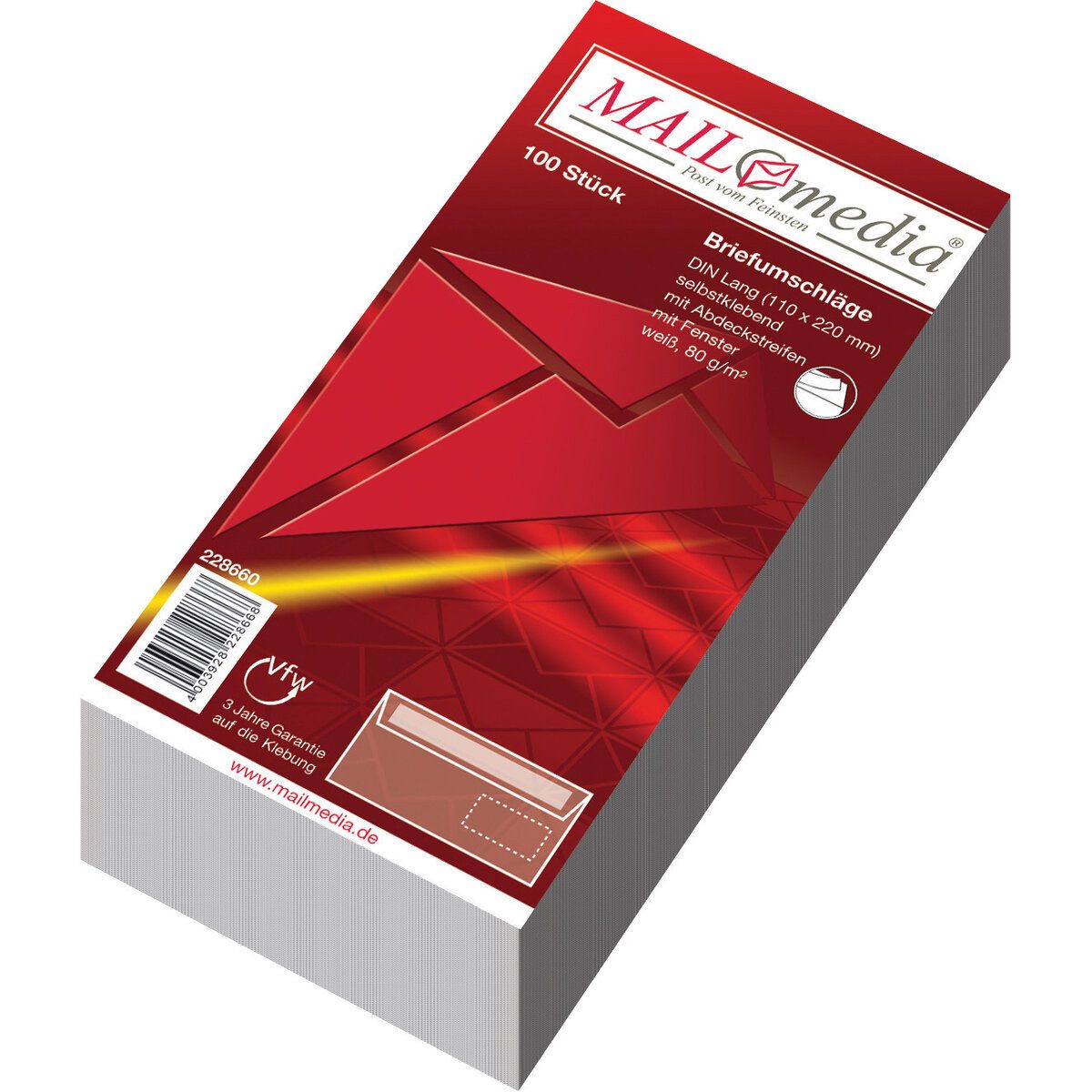 mayer-network GmbH Briefumschlag Briefhülle - DL weiß haftklebend Innendruck 80 g/qm 100 Stück.