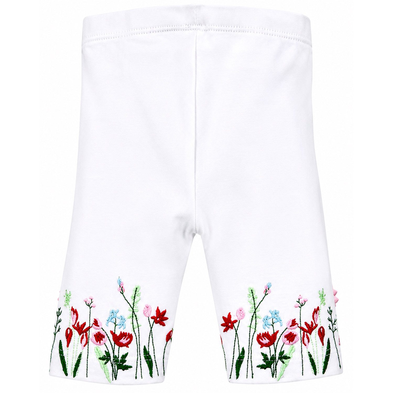 BONDI Leggings Capri Leggings 'Blumenwiese' Stickerei 86627, Wei