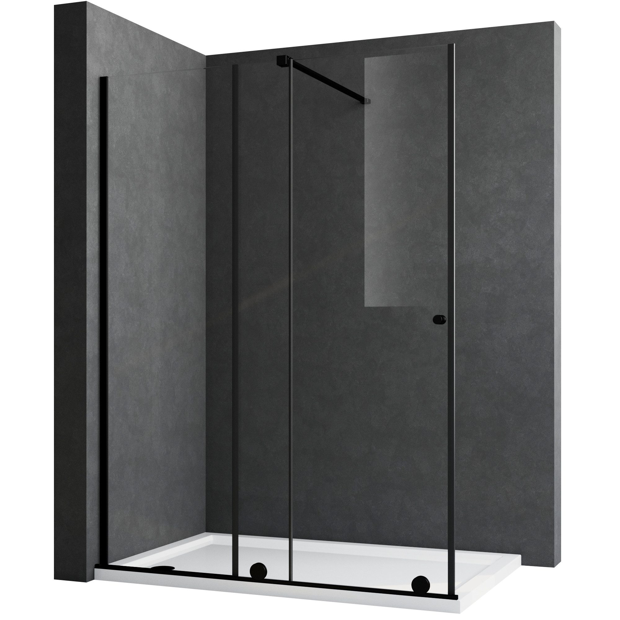 Boromal Duschwand für dusche Schiebetür Walk In Duschwand Schwarz (90-140) günstig online kaufen