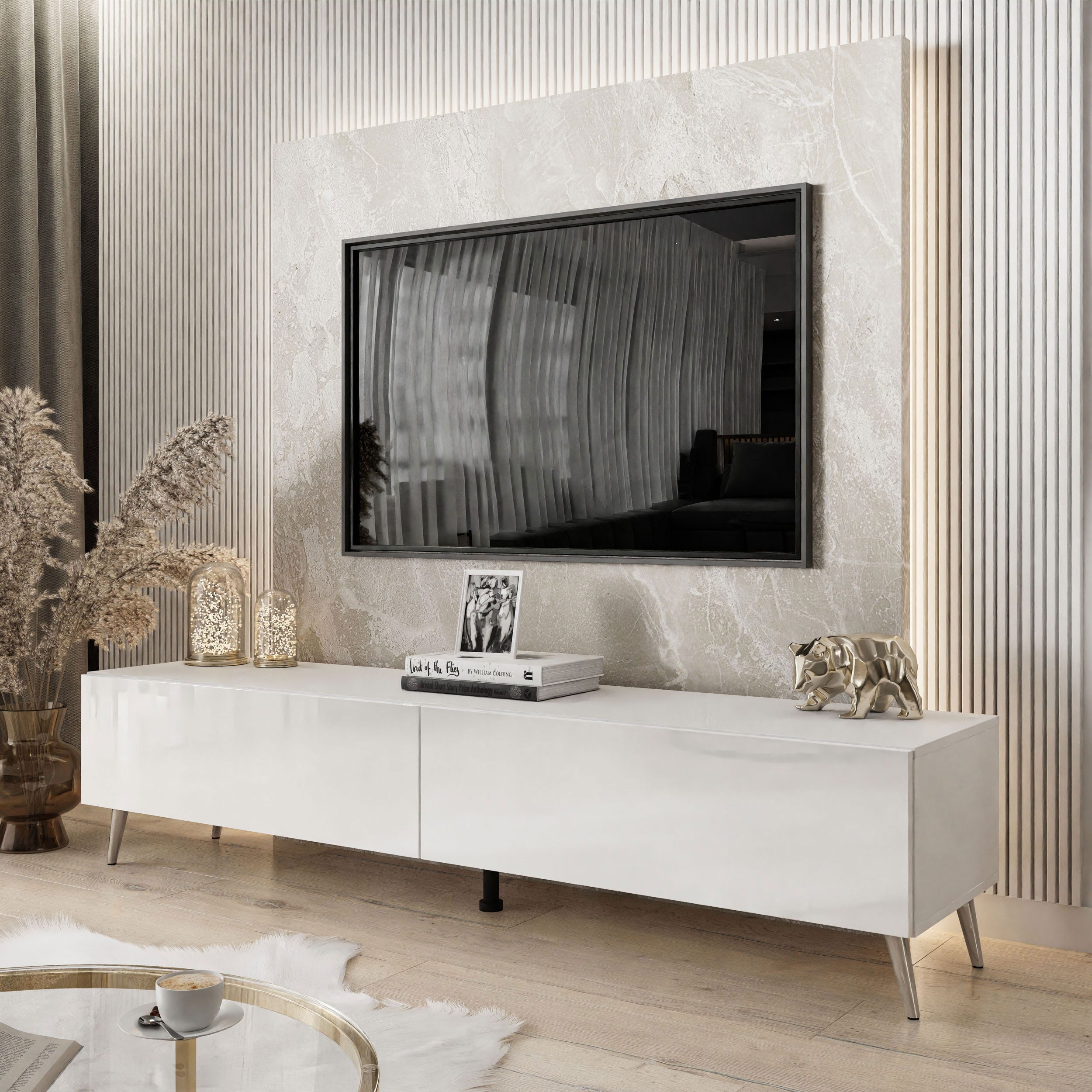 Lookway Lowboard COLETTE TV-Schrank mit Füße und LED Beleuchtung günstig online kaufen