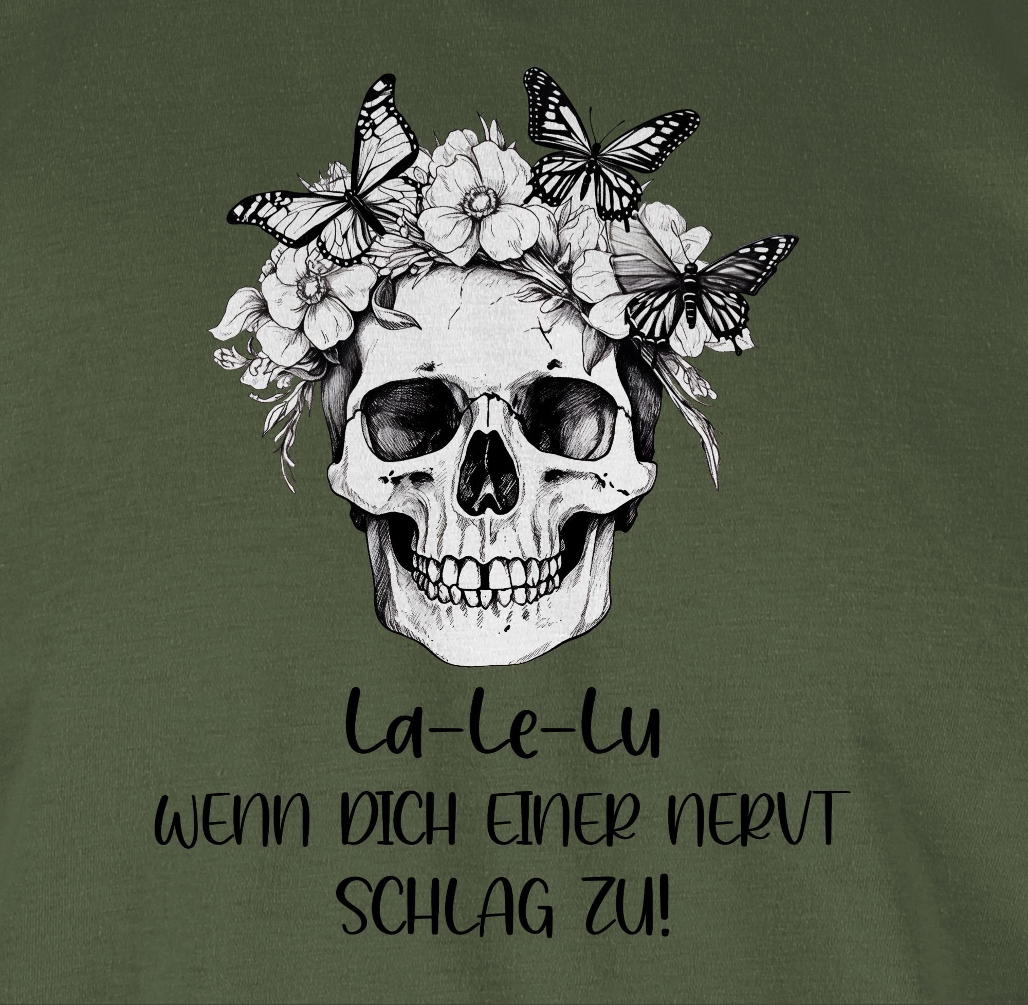 Lu Koll Skull nervt zu schlag dich Army wenn La Statement T-Shirt Totenkopf Grün einer Le Kollegen Shirtracer 01