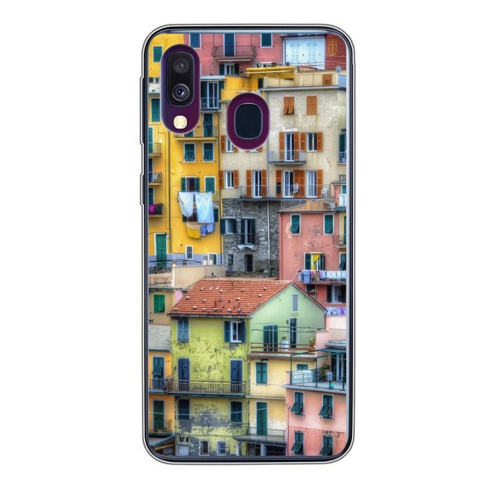 MuchoWow Handyhülle Die Farben der Häuser in Cinque Terre Handyhülle Samsung Galaxy A40 Smartphone-Bumper Print Handy