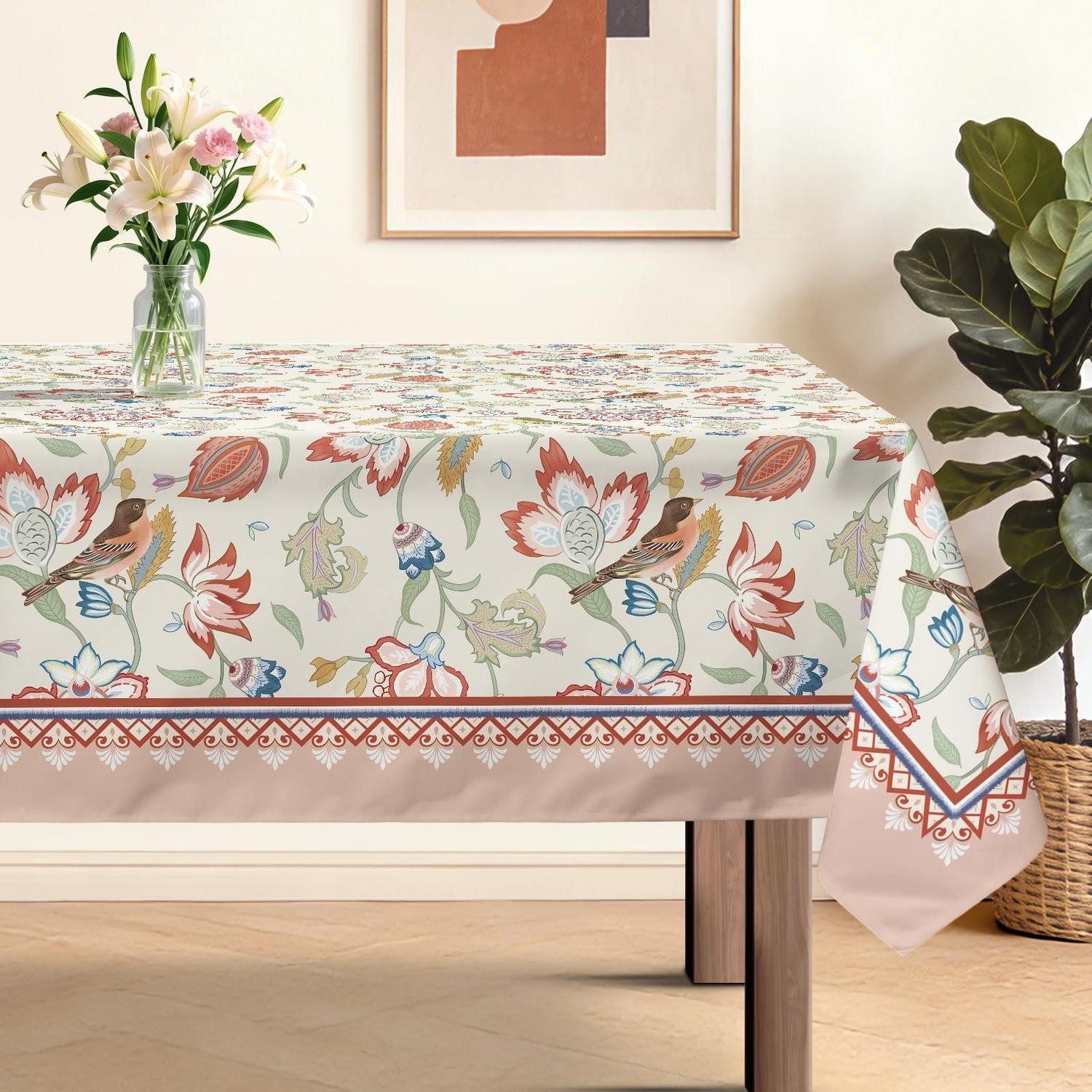 LuxusKollektion Tischdecke Tischdecke Blumen Garten Rosa 140x180cm (1-tlg)