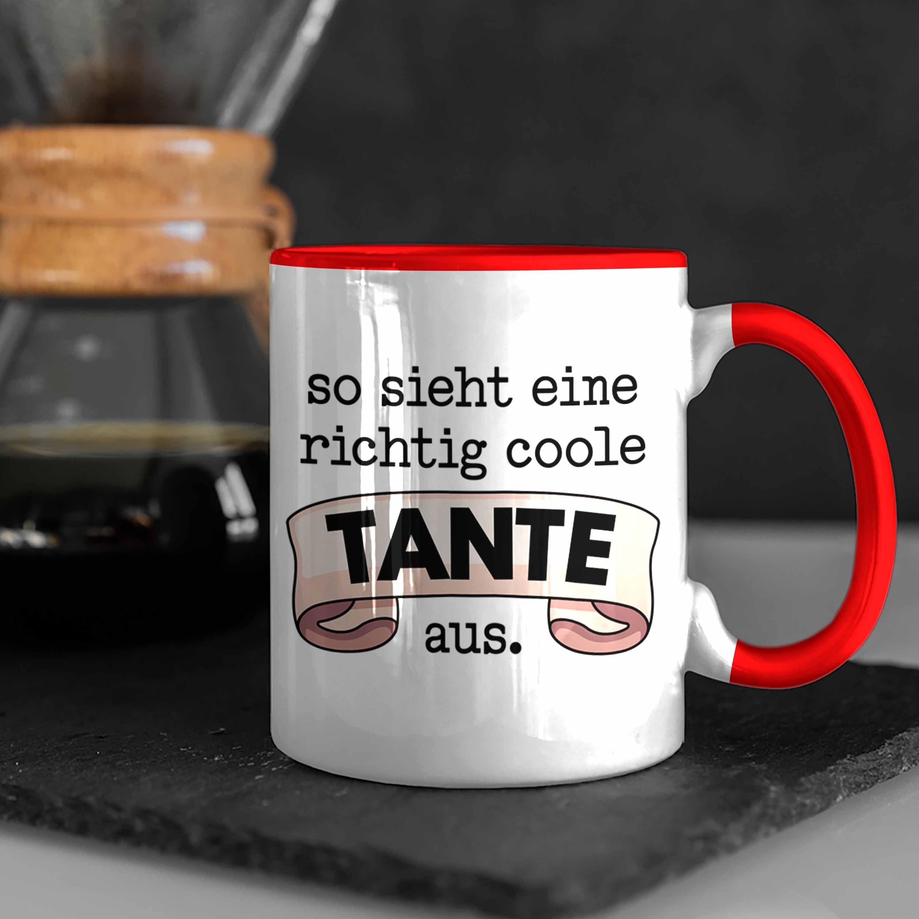 Tante für mit Tasse Rot Geschenk Coole Beste Kaffeetasse - Trendation Spruch Trendation Tante Tasse