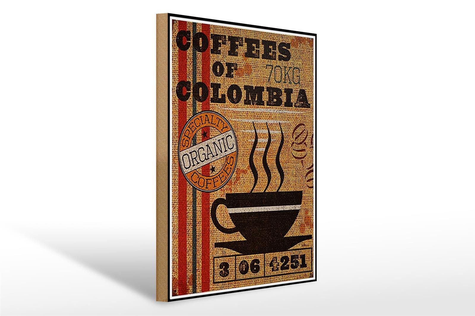 Holzbild Kaffee 30x40cm coffees colombia organic coffee