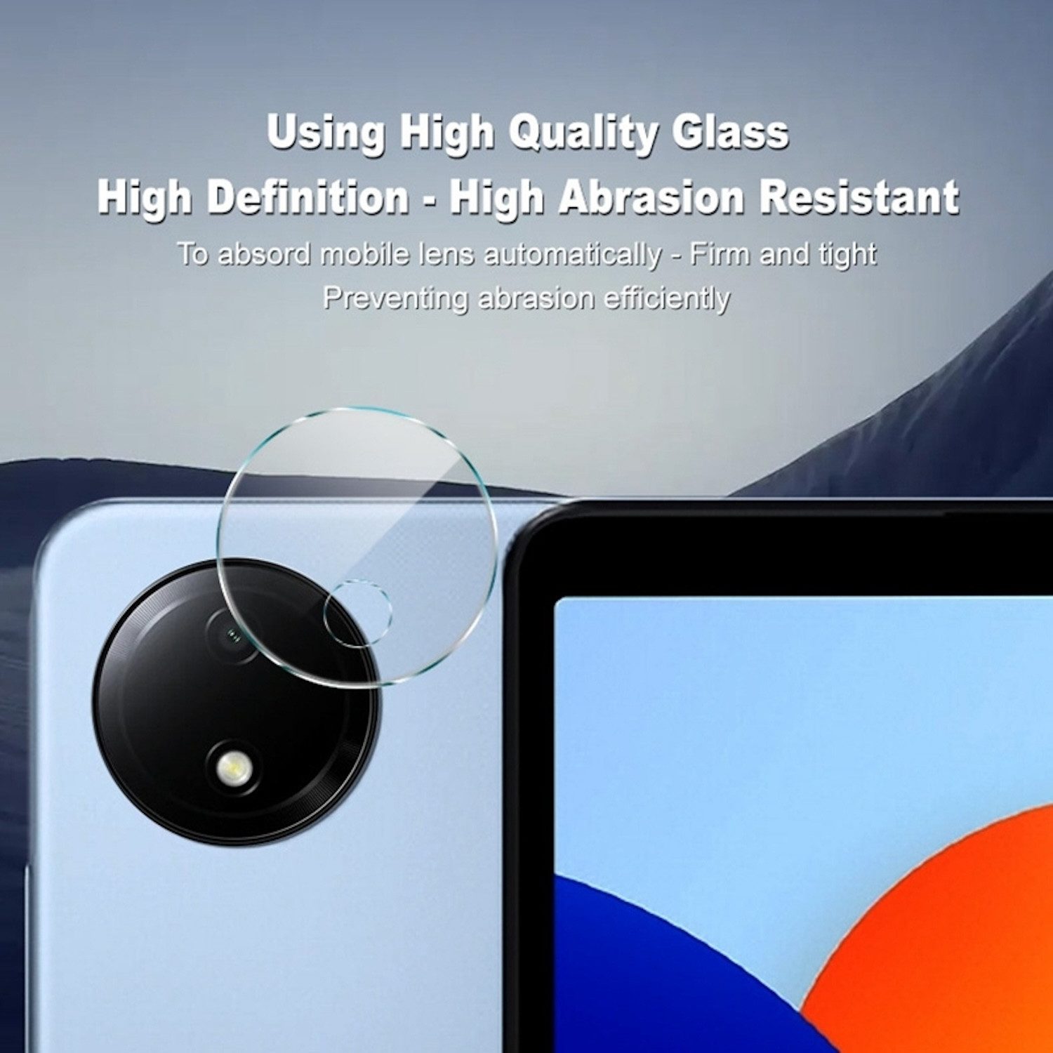 Wigento Tablet-Hülle Für Xiaomi Redmi Pad SE 8.7 Schutzglas H9 Panzer Kamera Komplettschutz, Robuster Schutz aus Acryl-Linsenkappe und Glaslinsenfilm.