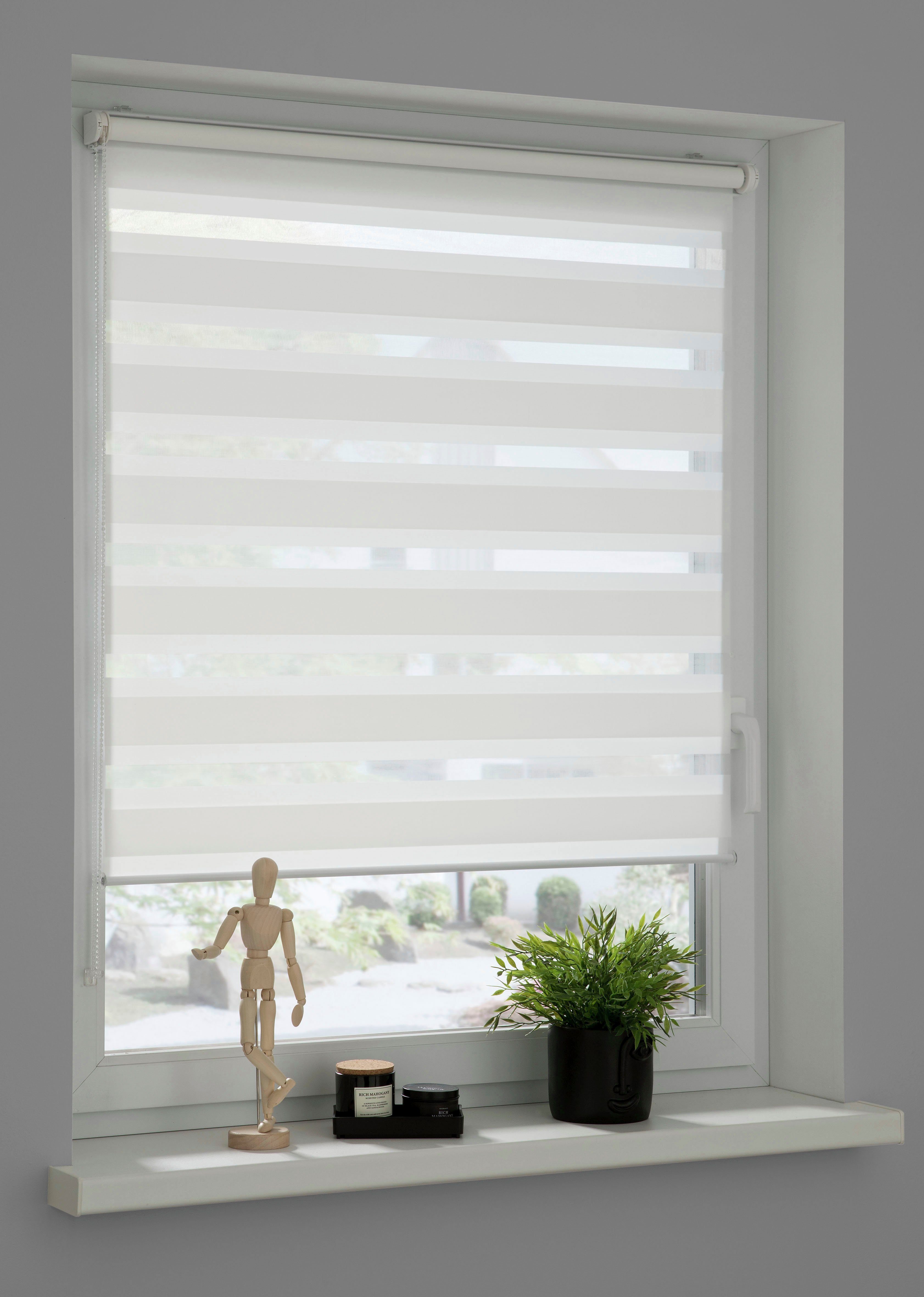 Doppelrollo Tilda, SCHÖNER WOHNEN-Kollektion, transparent, mit Bohren/ohne Bohren, freihängend, Klemmfix, geklemmt, silberne oder weiße Rollo-Technik