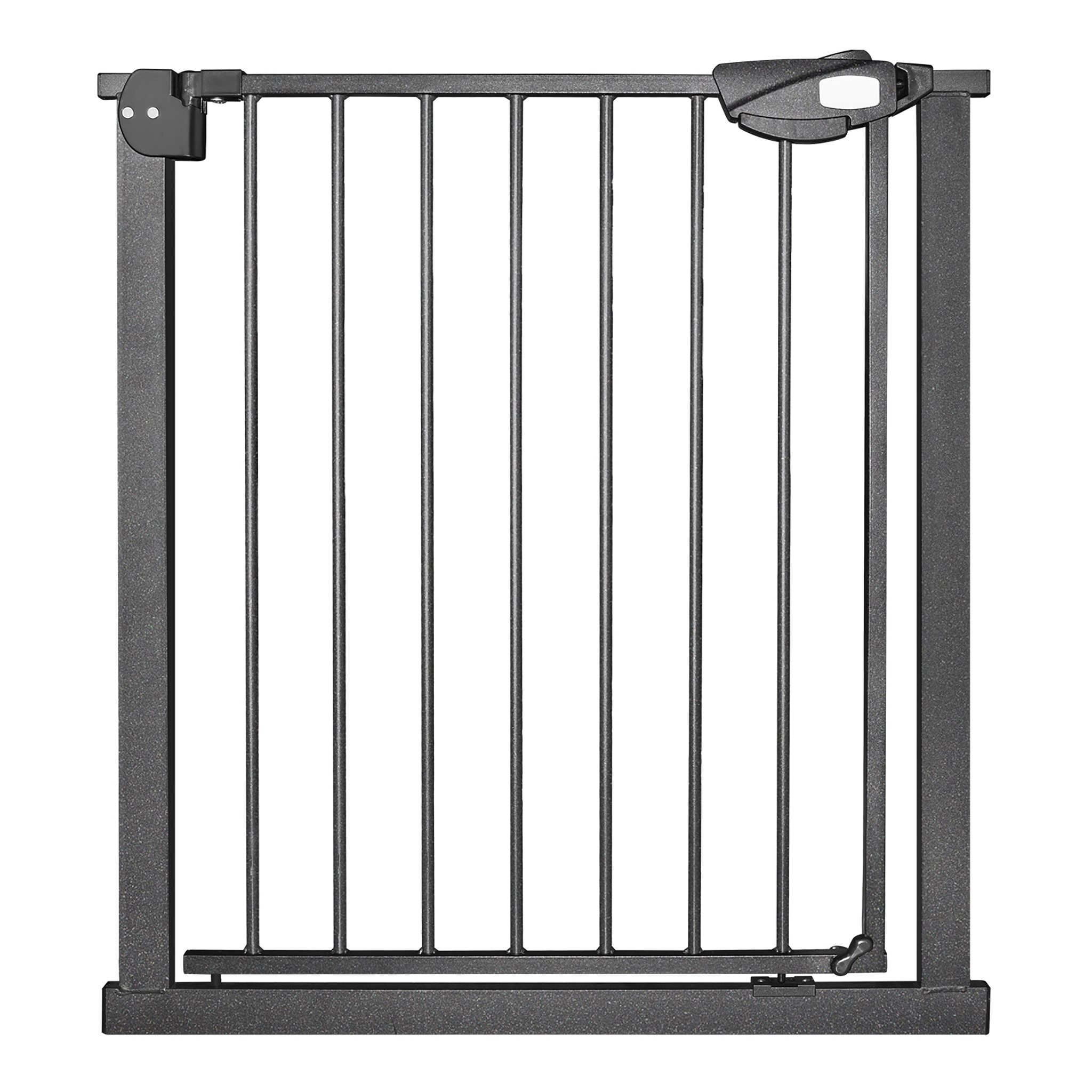FIVMEN Treppenschutzgitter Türschutzgitter Treppengitter ohne bohren für Kindersicherheit, 76cm Hoch Weiß/Schwarz aus Metall