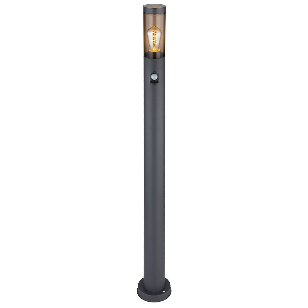 GLOBO LIGHTING LED Außen-Stehlampe, Leuchtmittel inklusive, Warmweiß, Außenstehlampe Wegeleuchte Pollerlampe Bewegungsmelder anthrazit LED