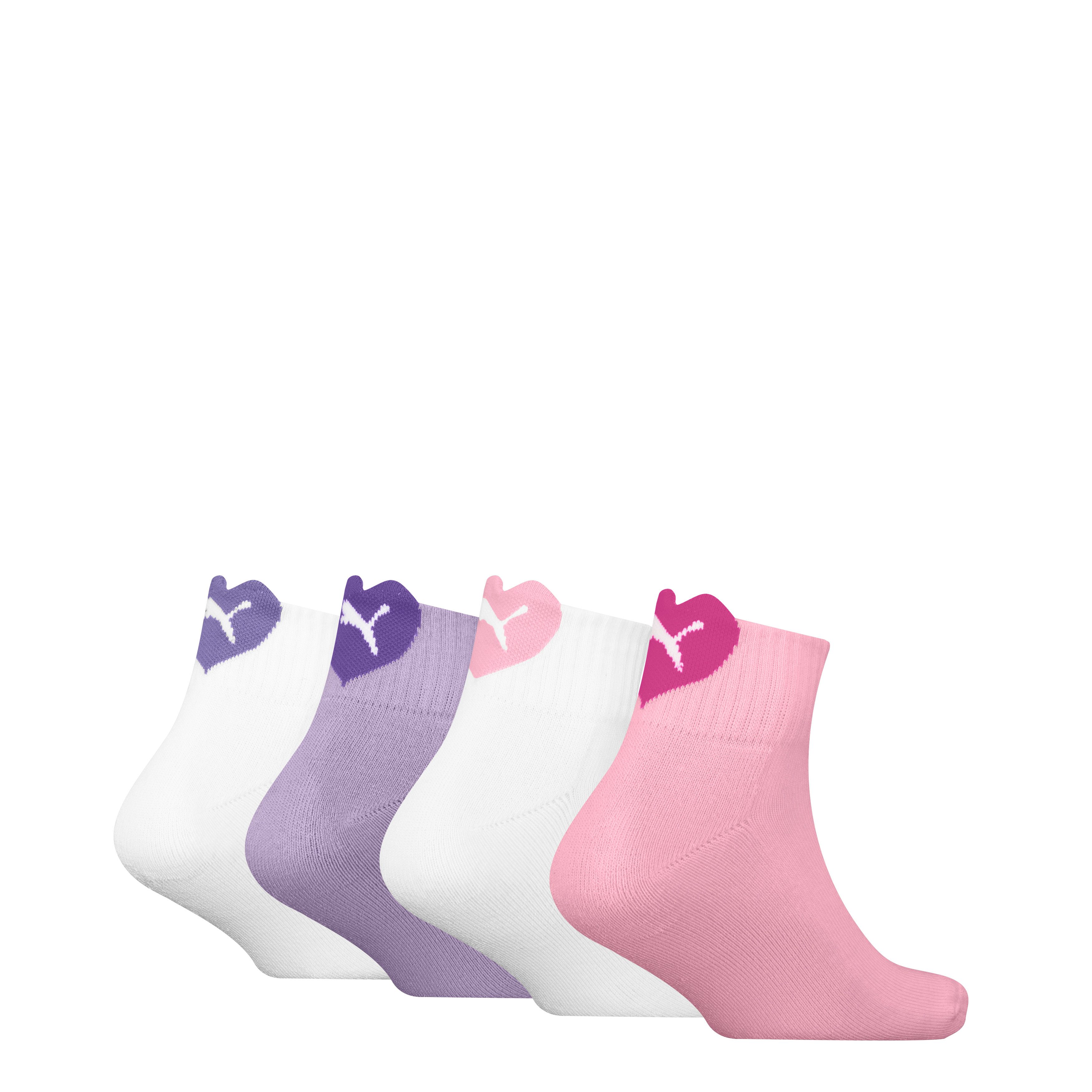 PUMA Kurzsocken PUMA KIDS HEART LOGO QUARTER 4P ECOM (4er-Pack) mit verstärkter Ferse