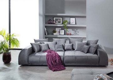 Massivmoebel24 Big-Sofa Bigsofa inkl. Hocker grau VANESSA #180