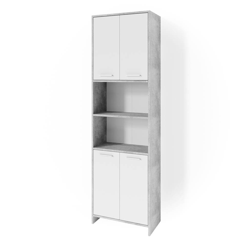 Vicco Hochschrank Maris, Weiß/Beton, 56.1 x 190 cm (1-St)