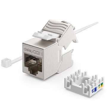 deleyCON deleyCON 1x CAT6a Keystone Netzwerkdosen Set STP Geschirmt Metall Netzwerk-Adapter