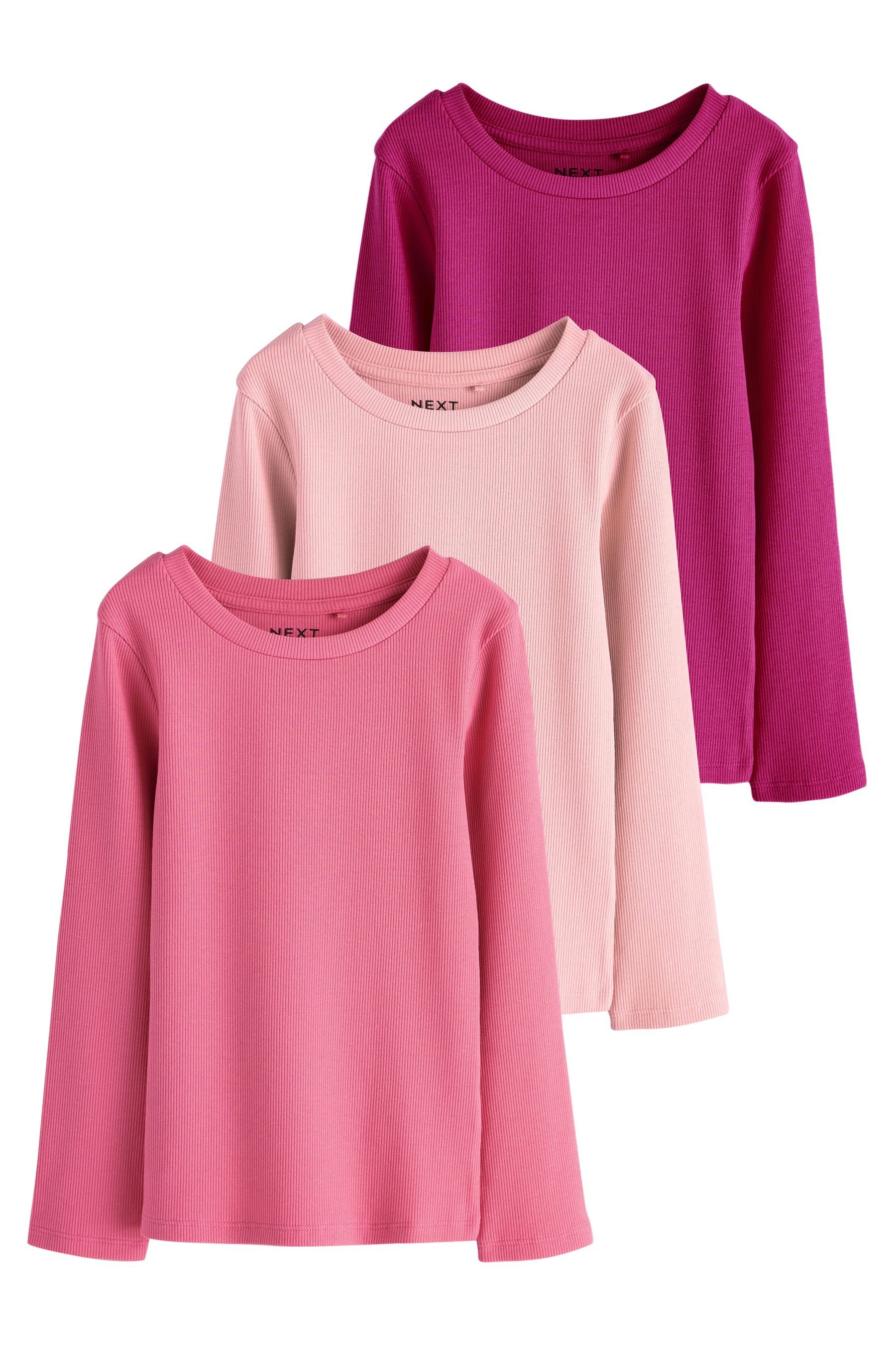 Next Langarmshirt 3er-Pack gerippte Langarmoberteile (3-tlg)
