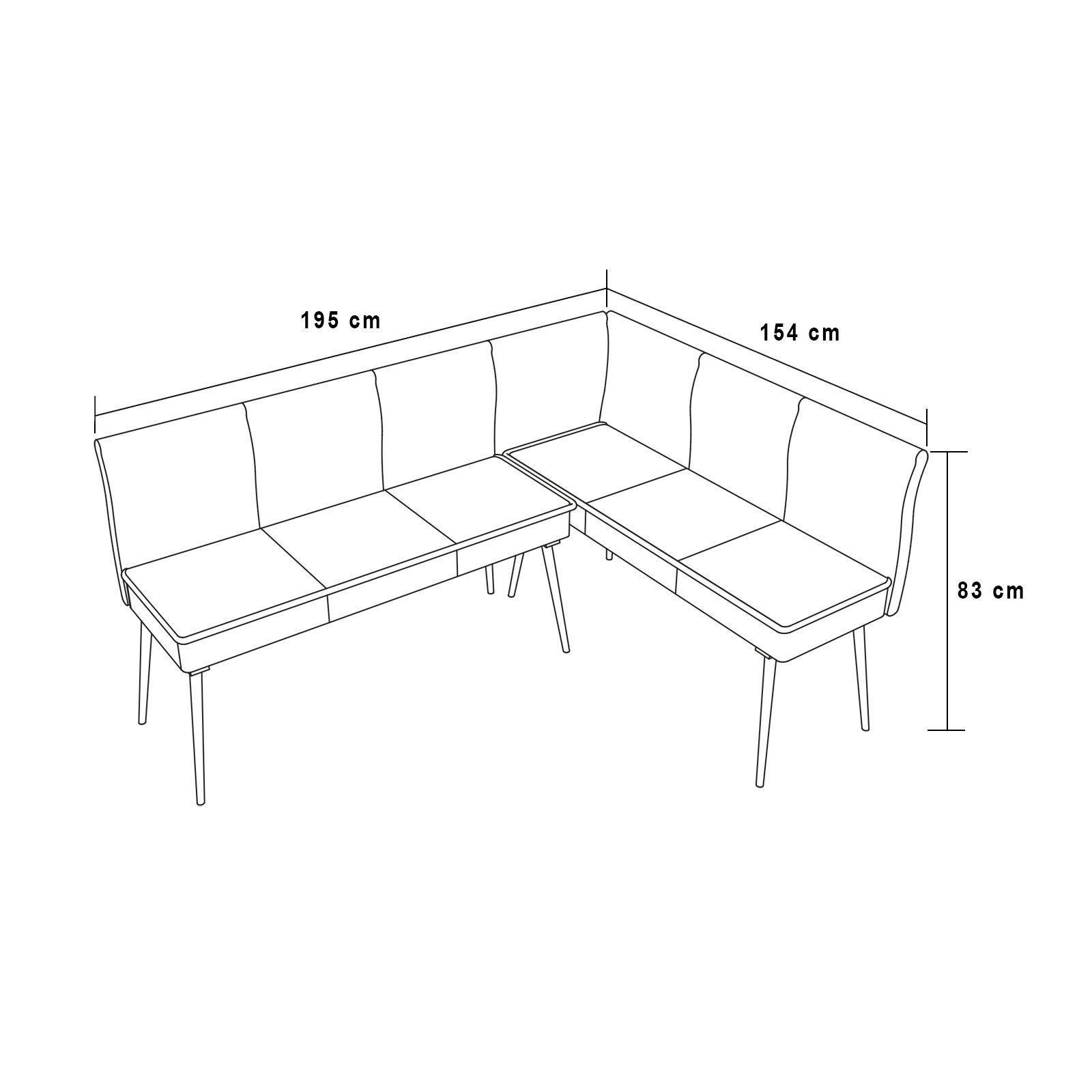 HTI-Living Eckbank Eckbank 195 x 154 cm (Stück, 1-St., 1 Eckbank), Sitzbank günstig online kaufen