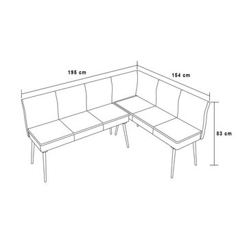 HTI-Living Eckbank Eckbank 195 x 154 cm Mesilla (Stück, 1-St., 1 Eckbank), Sitzbank Polsterbank