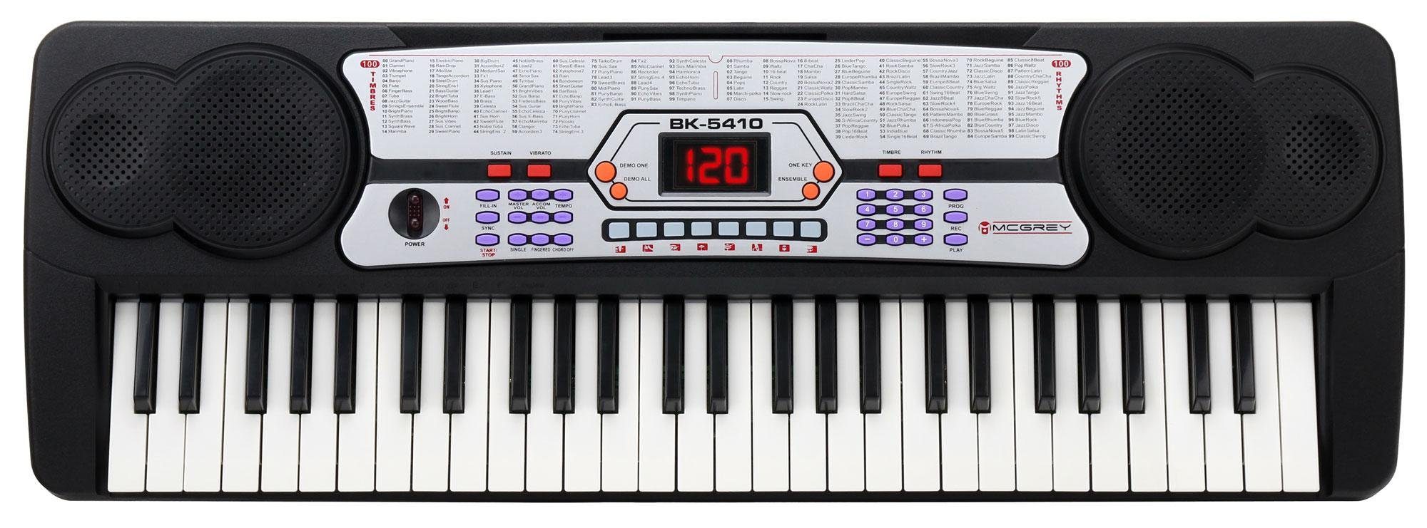 McGrey Home Keyboard BK-5410 - Einsteiger-Keyboard mit 54 Tasten ideal für Kinder, (2 tlg., Inkl. Mikrofon zum Mitsingen und Notenhalter), mit Guide Funktion: One Key / Ensemble