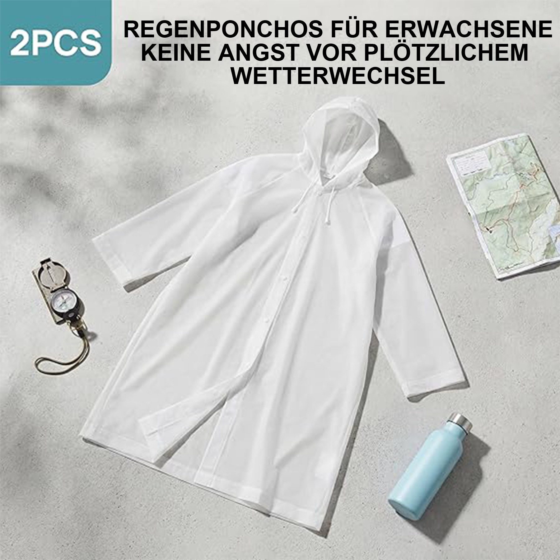 Mutig Regenmantel Regenponcho,2 Stück Unisex Wiederverwendbar Transparent Regenmantel (PEVA Tragbarer Wasserdicht Regencape Atmungsaktiv Regenjacke regencape, Reisen, Wandern, Radfahren, Camping, alle Saison) Outdoor-Aktivitäten,wie Bergsteigen,Wandern, Picknick,Angeln