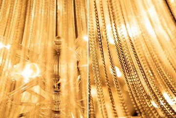 Licht-Erlebnisse Kronleuchter CAMES, ohne Leuchtmittel, Design Kronleuchter Wohnzimmer Metall Ketten in Silber