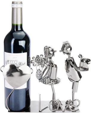 BRUBAKER Weinflaschenhalter Liebespaar mit Geschenken, (inklusive Grußkarte), Metall Skulptur, romantisches Geschenk, Flaschenhalter Liebe