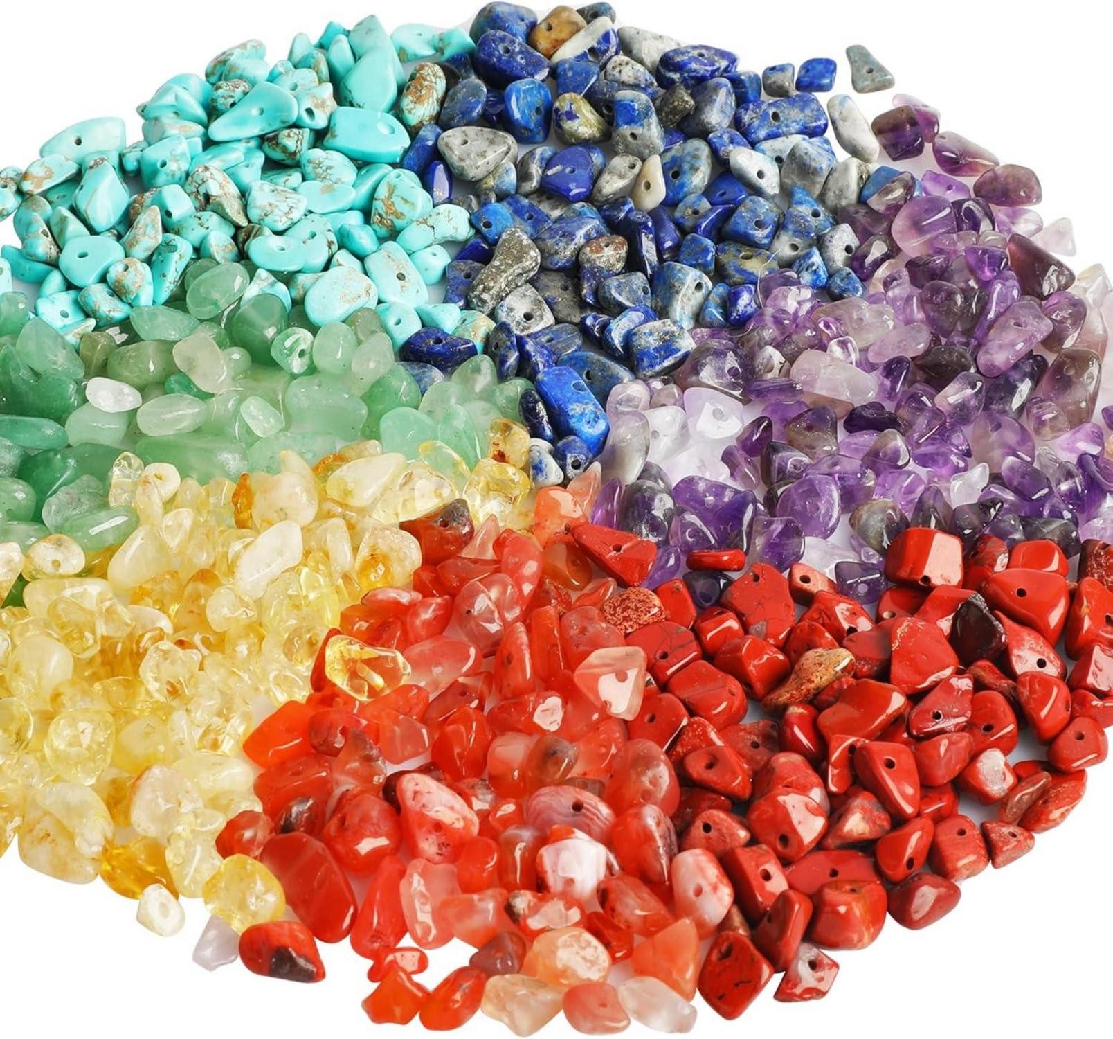 LuxusKollektion Edelstein Chakra Edelstein Бисер Set zum Basteln - 7 Farben Naturstein Бисер