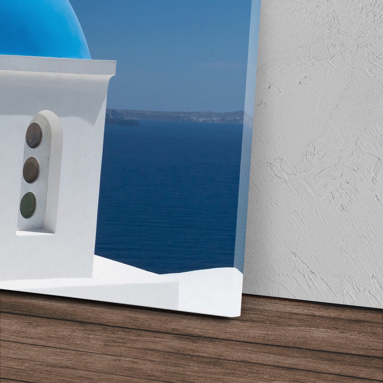 Sinus Art Leinwandbild Kunstdruck Bilder 120x60cm Griechische Insel Kloster Santorini Mittelm, (1 St)