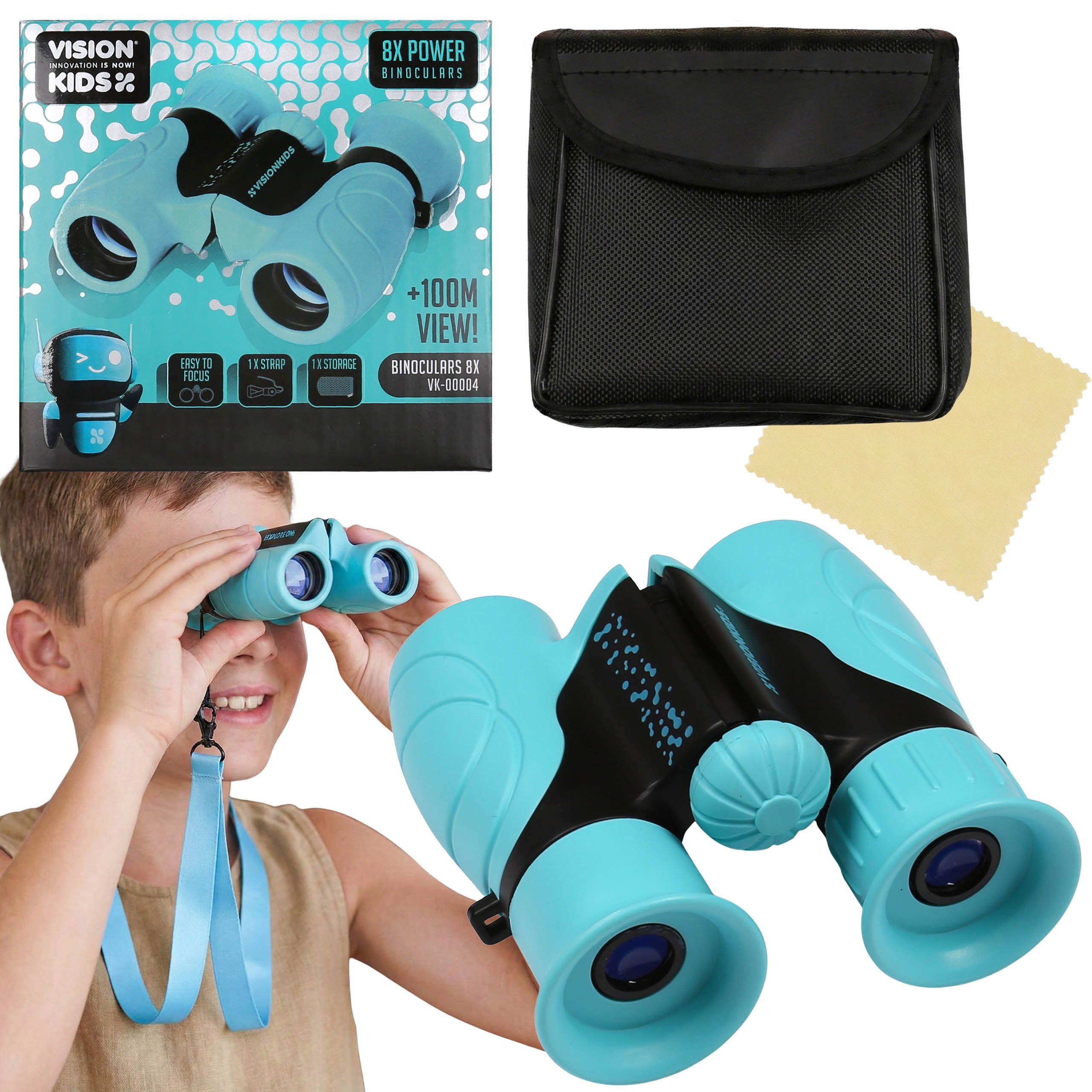 Sarcia.eu Kompaktes Kinder Fernglas, 8-fache Vergrößerung mit Tragegurt und Etui Kinderfernglas
