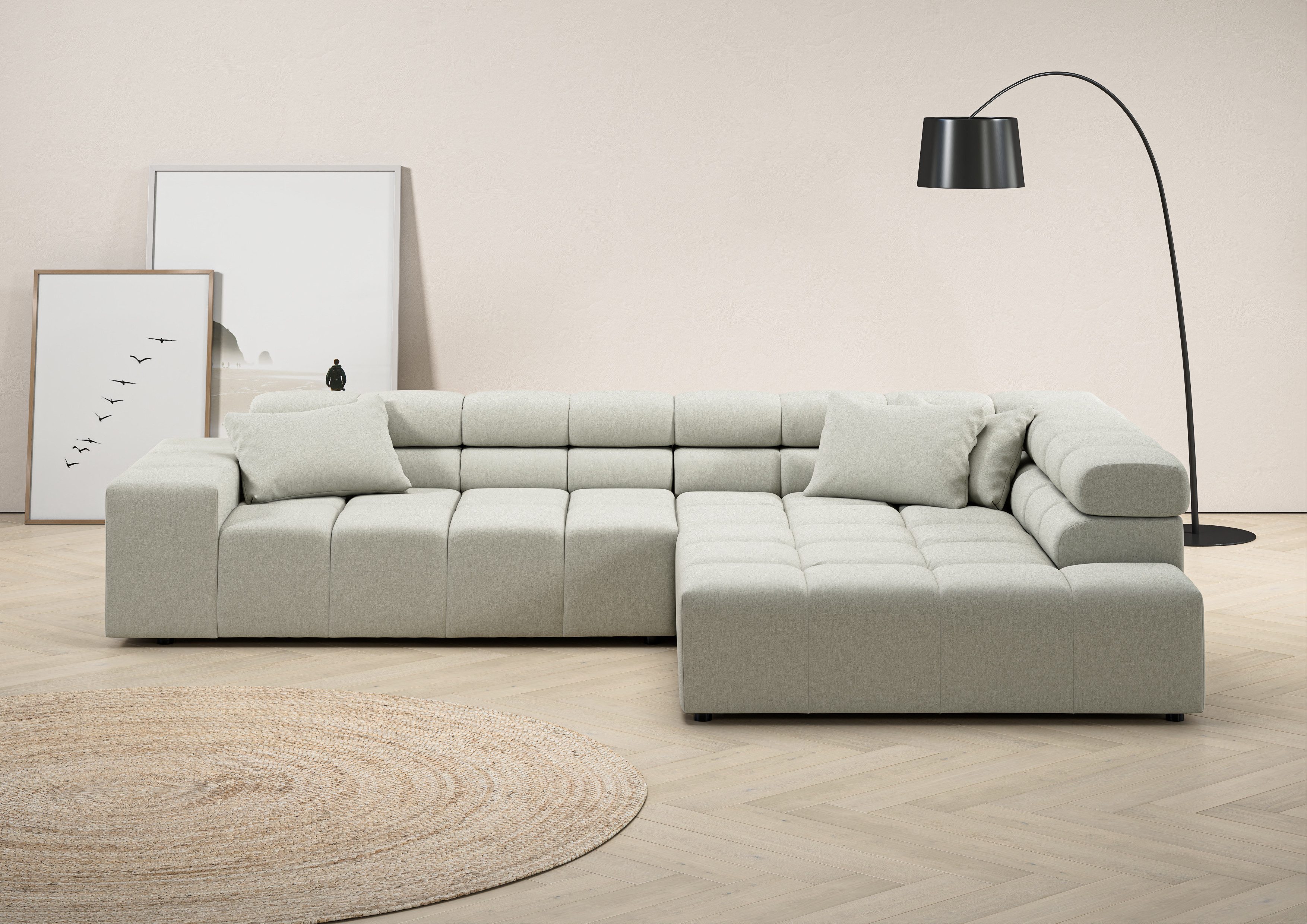 Home affaire Ecksofa Ancona incl. Kopfteilverstellung, Breite 319cm, L-Form, wahlweise motorische Sitztiefenverstellung, auch in Cord + Easy Care