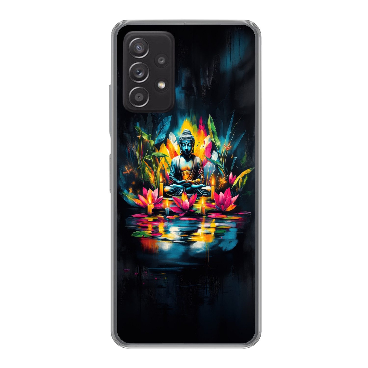 MuchoWow Handyhülle für Samsung Galaxy A53 5G Kerzen - Blumen - Buddha - Wasser, Phone Case, Silikon, Schutzhülle Dünn