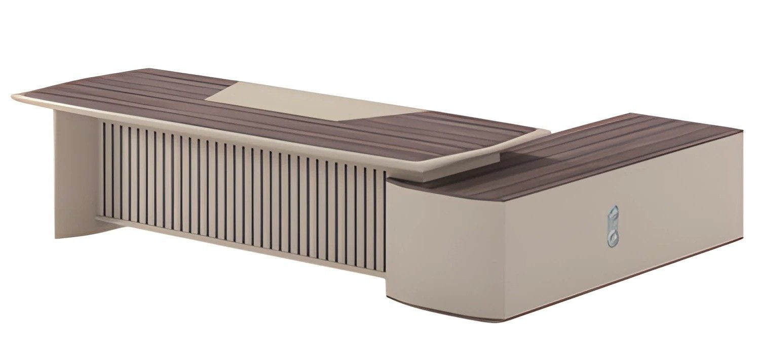 Xlmoebel Eckschreibtisch XLMOEBEL Eckschreibtisch Beige Holzoptik mit Ablagefläche, Made in Europa