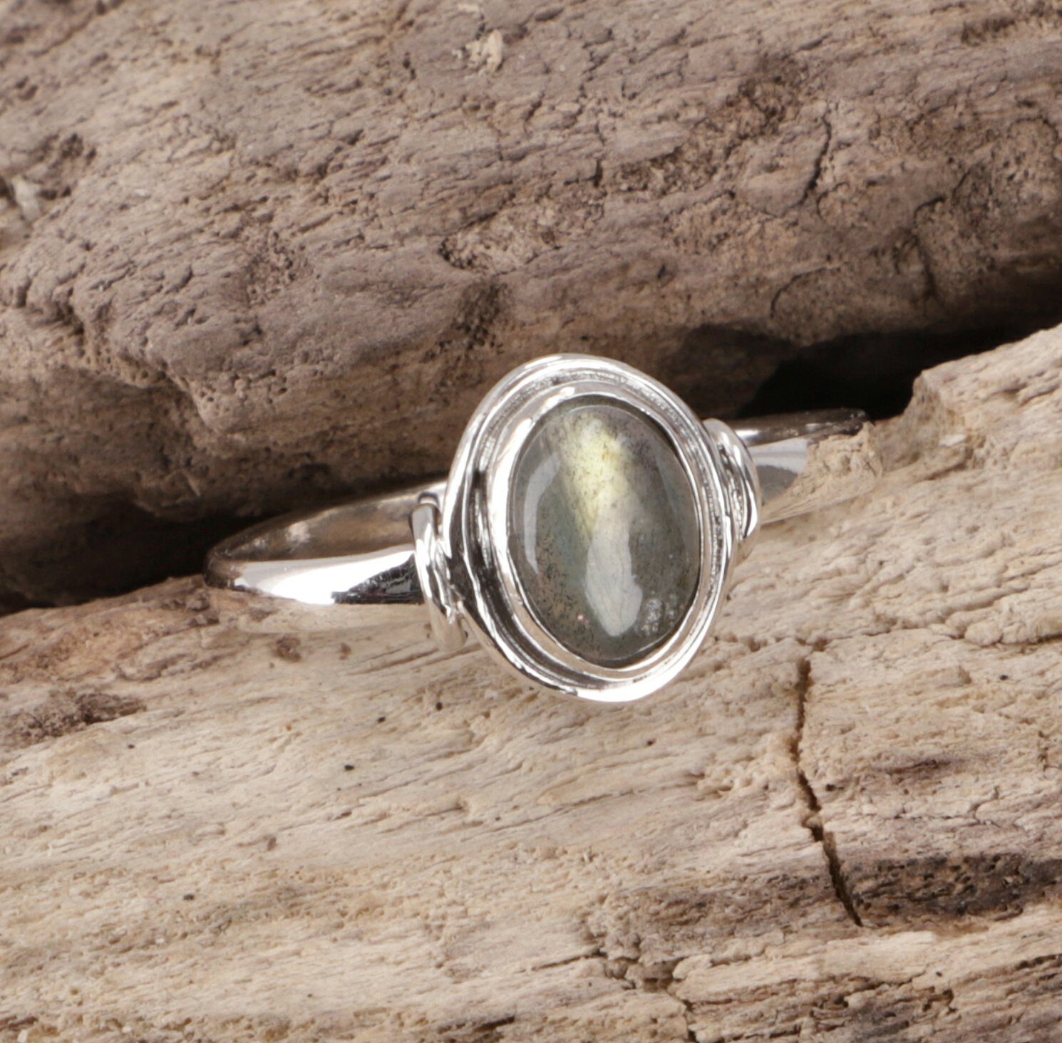 Guru-Shop Silberring Boho Silberring, filigraner Edelsteinring -..