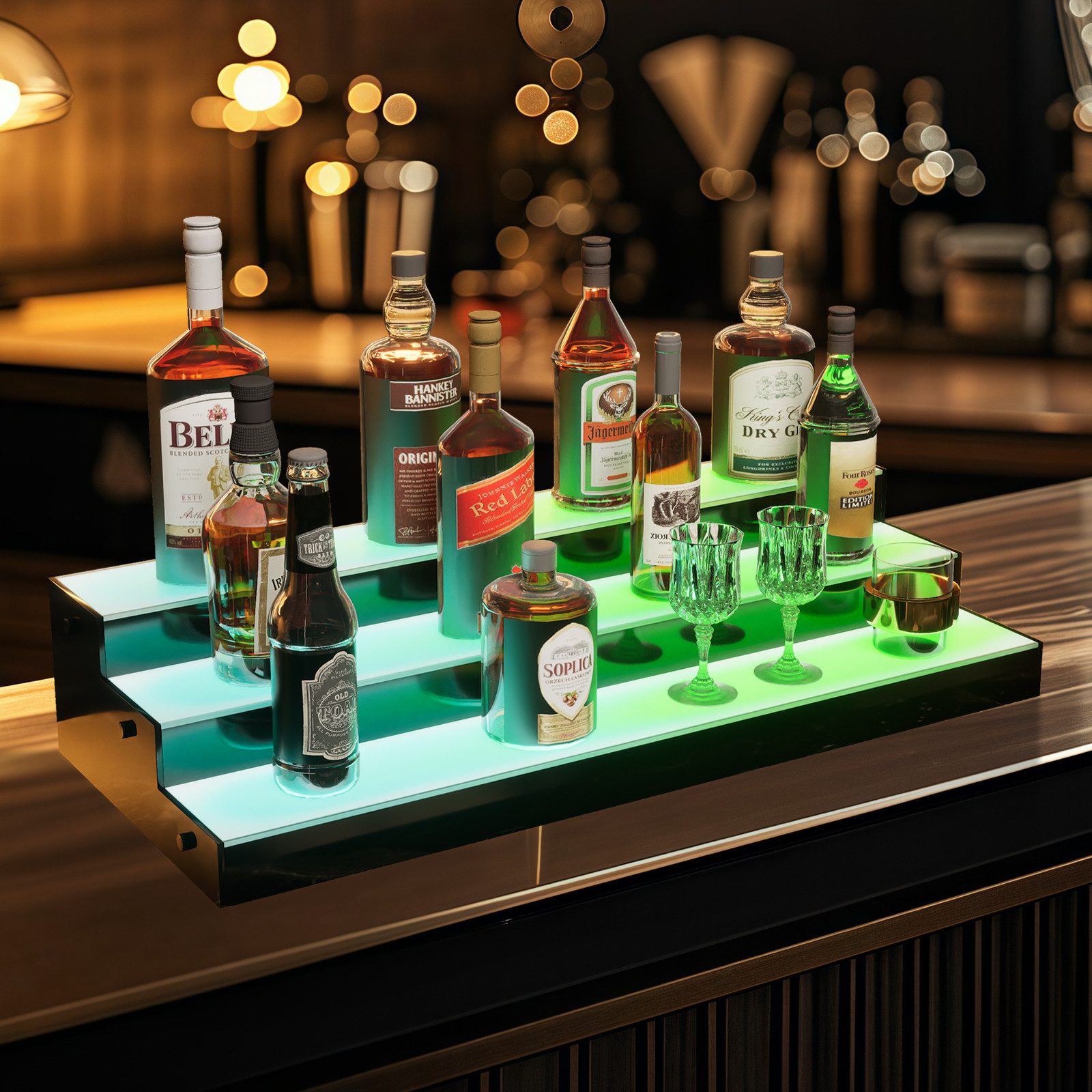 TWSOUL Weinregal LED Flaschenregal mit Beleuchtung, 3-stufiges Acryl Weinre günstig online kaufen