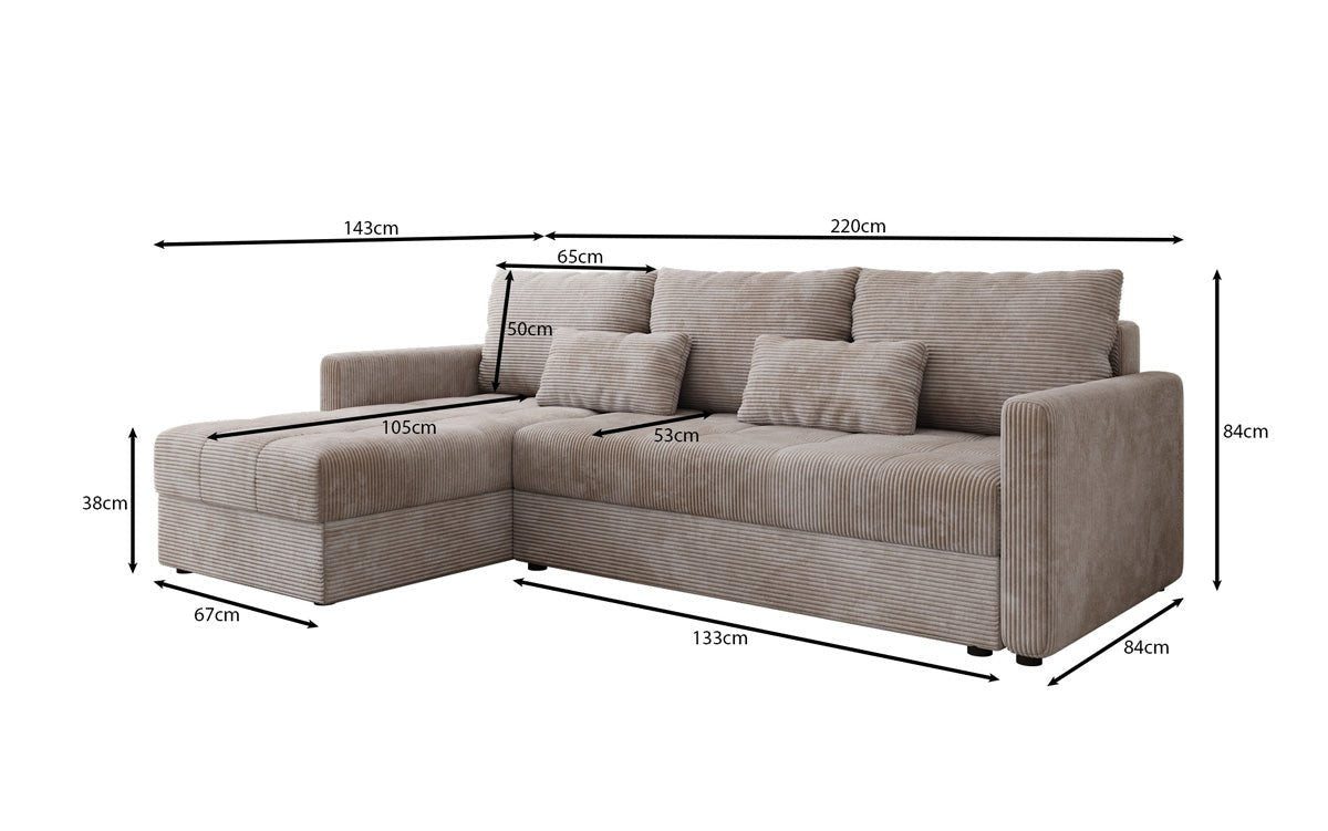 Luxusbetten24 Schlafsofa Designer Sofa Roma in Cord, mit Stauraum und Schlaffunktion