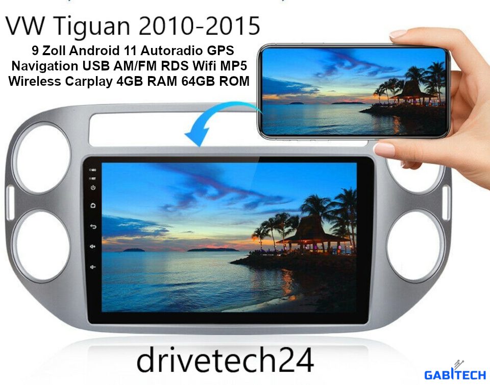Autoradio Tiguan Golf 11 GABITECH R Plus 9''Android Autoradio 4GB+64GB VW &