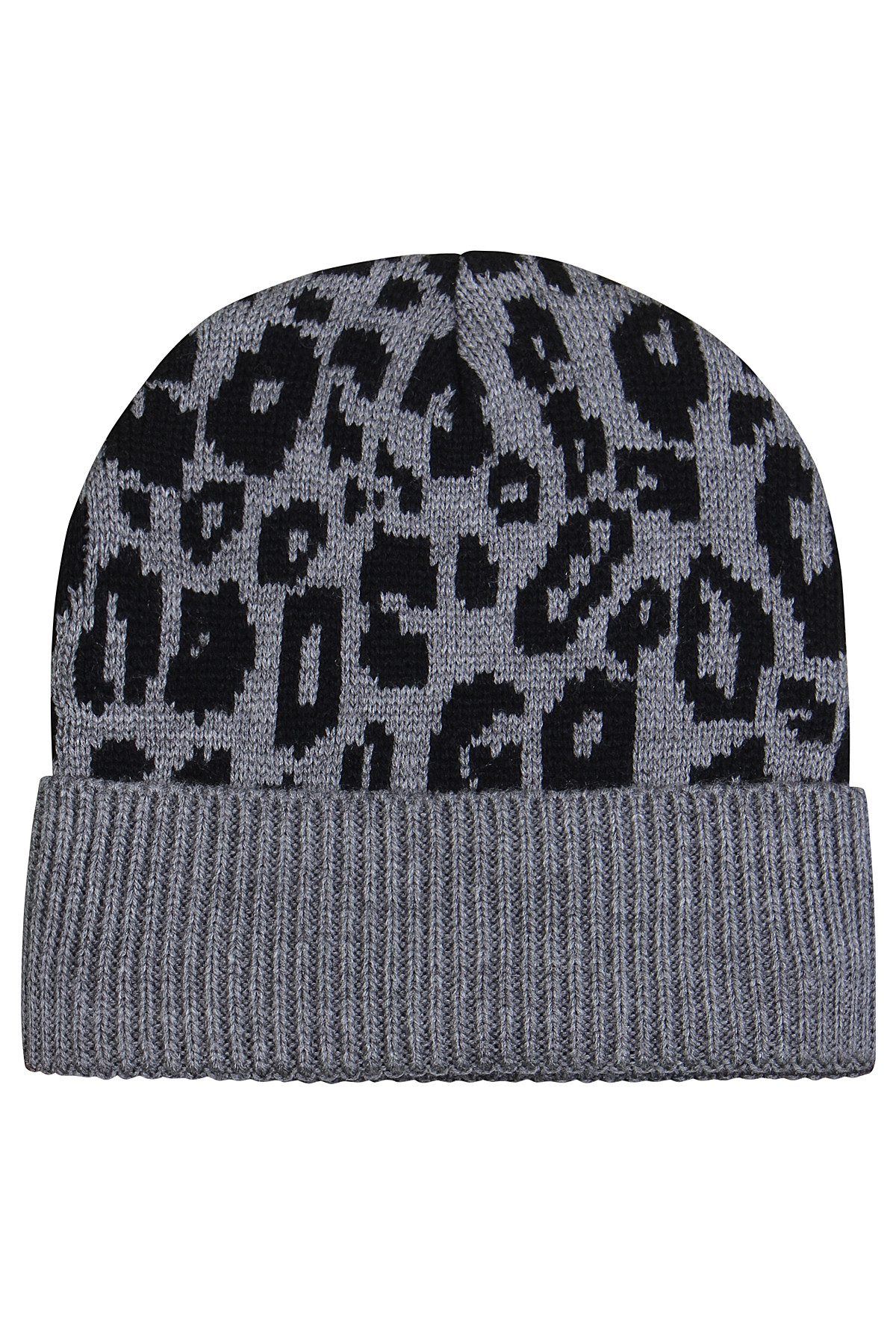 ZE-ZE Nordic Strickmütze Strickmütze schwarz mit Leo anthra