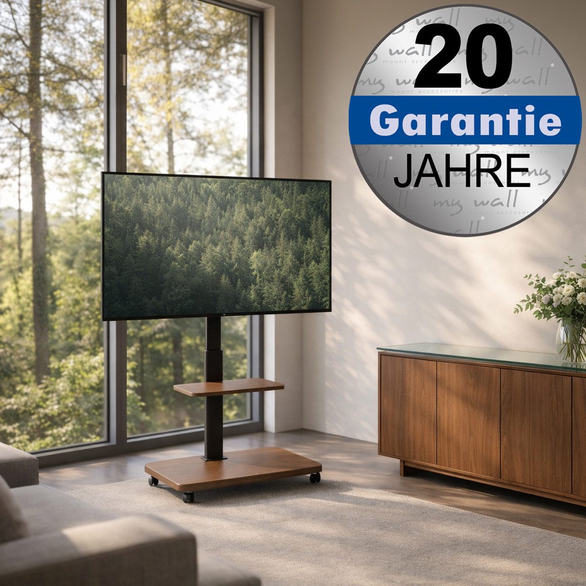 my wall TV-Ständer HP130L, (bis 75 Zoll, Packung, 1-teilig, Walnussholzoptik, Hoch- und Querformat, bis 75 Zoll)
