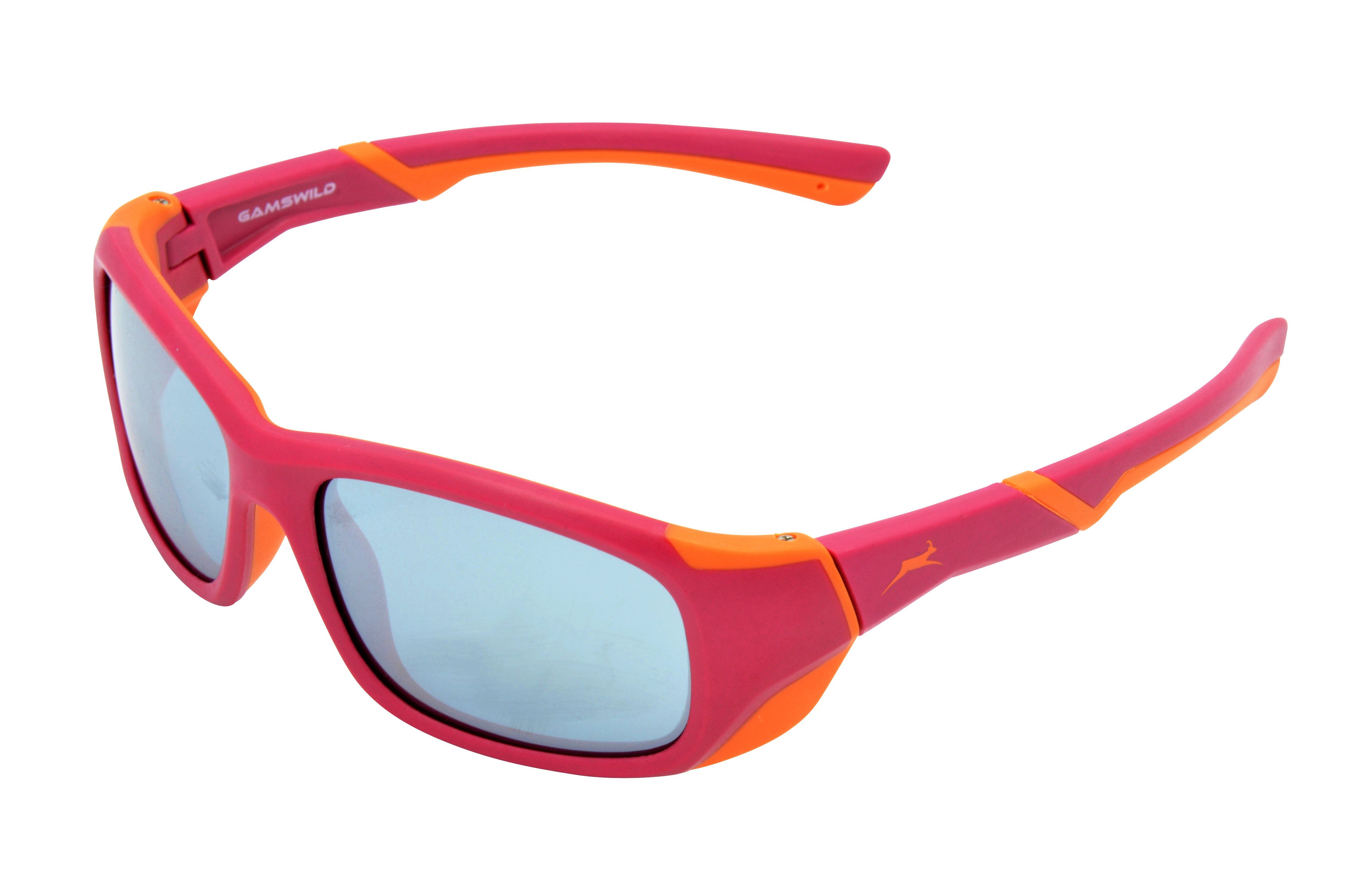 Gamswild Sonnenbrille WJ5119 GAMSKIDS Kinderbrille 6-12 Jahre Jugendbrille Mädchen Jungen Unisex, blau - orange, grün - grau, dunkelrot -orange super flexible Bügel