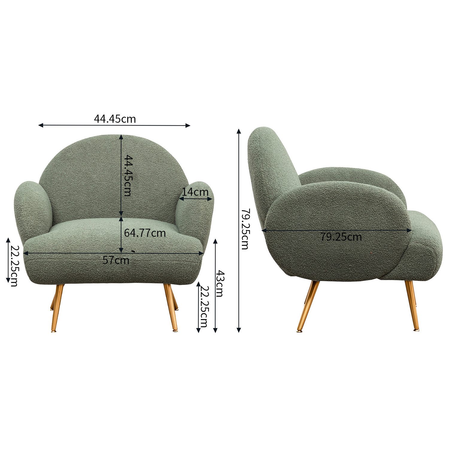 AISALL Sessel Loungesessel mit Metallbeinen, Einzelnes günstig online kaufen