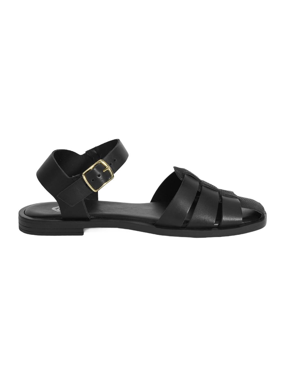 Desa Damen-Ledersandalen – Flacher Absatz, Schnallenverschluss Slipper günstig online kaufen