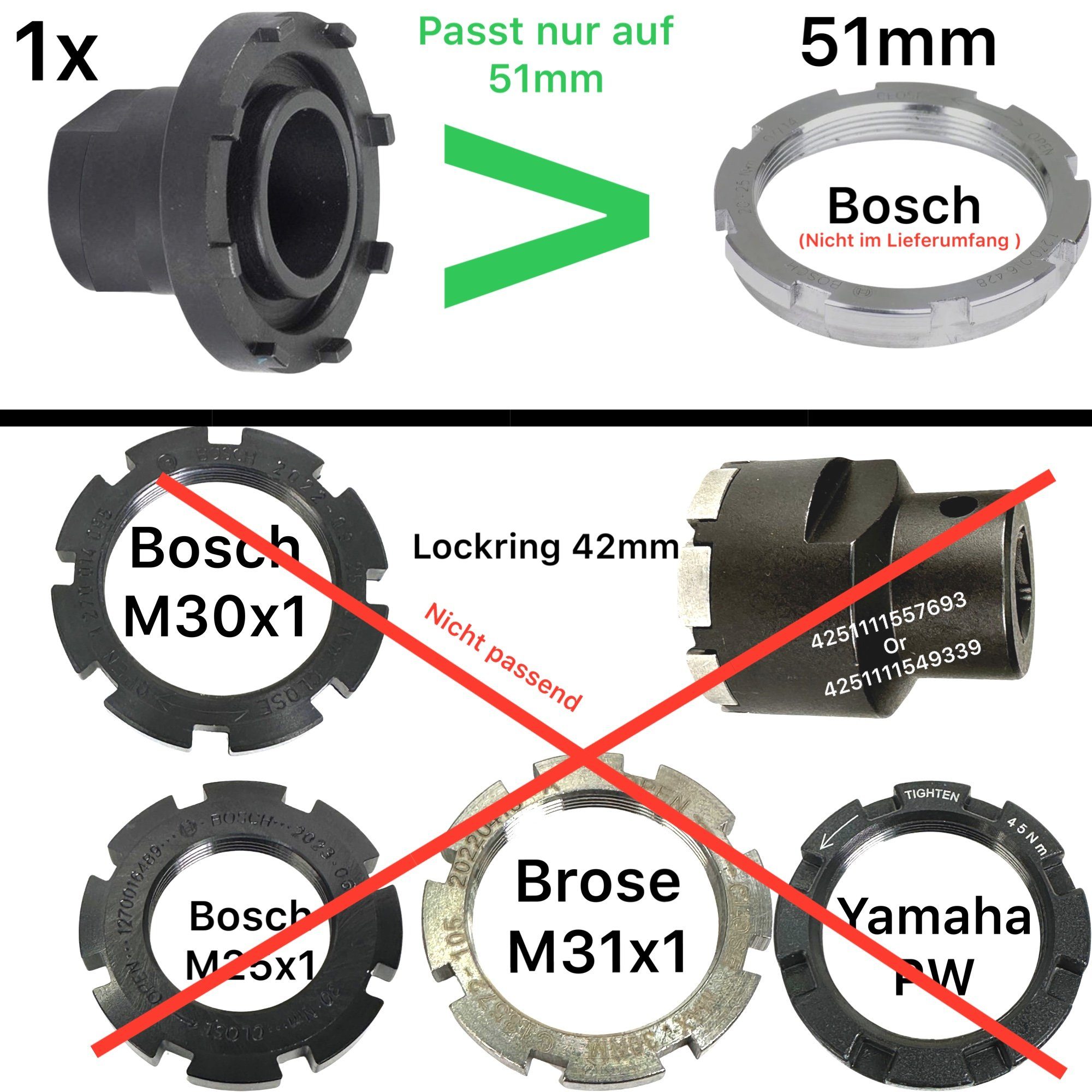 für Fahrrad-Montageständer Bosch F26 51mm Lockringtool Performance Ebike Motor Kettenblatt Active