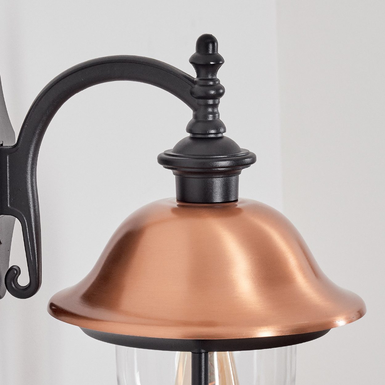 hofstein Außen-Wandleuchte Außenwandlampe aus Metall/Kunststoff in Schwarz/Kupfer/Klar, ohne Leuchtmittel, Wandleuchte im Vintage/Antik/Landhaus-Design, E27, IP44