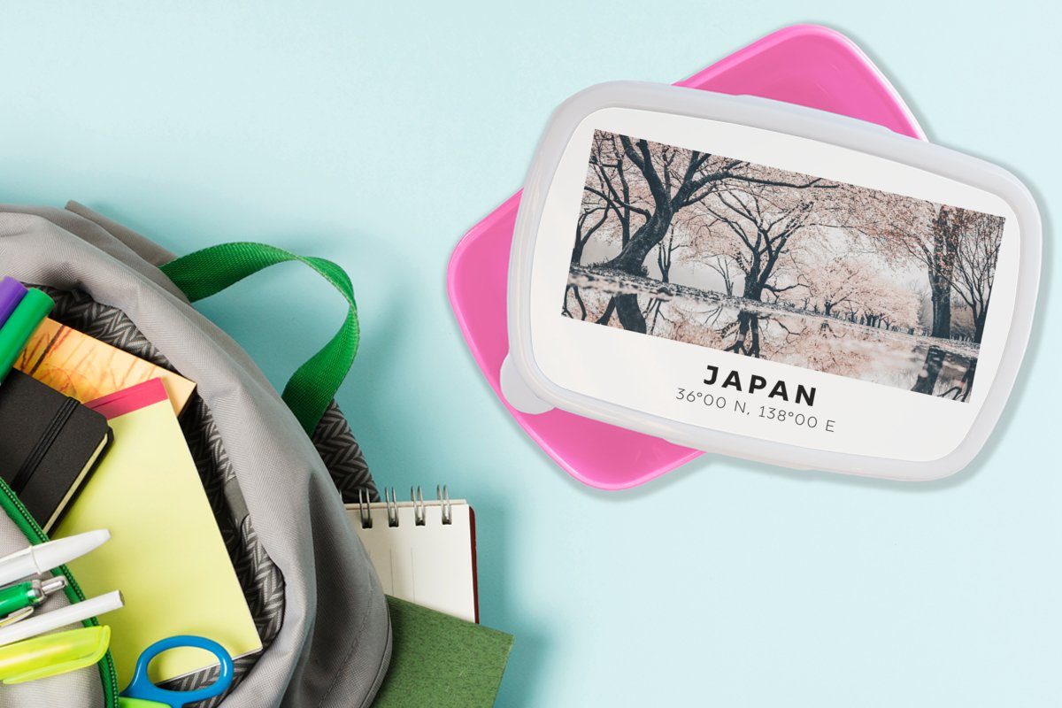MuchoWow Lunchbox Sakura - Japan Kunststoff, Kunststoff für - Frühling, Kinder, Erwachsene, Brotdose Snackbox, rosa (2-tlg), Mädchen, Brotbox