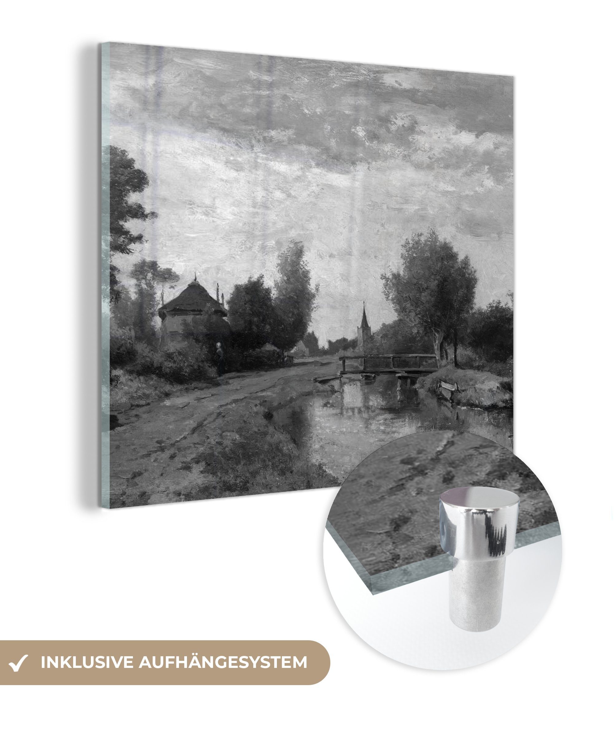 MuchoWow Acrylglasbild Landschaft bei von auf auf - Glas schwarz-weiß Kortenhöf Glasbilder Joseph, St), Bilder Foto Paul - Gemälde Wanddekoration Glas in Wandbild - (1 