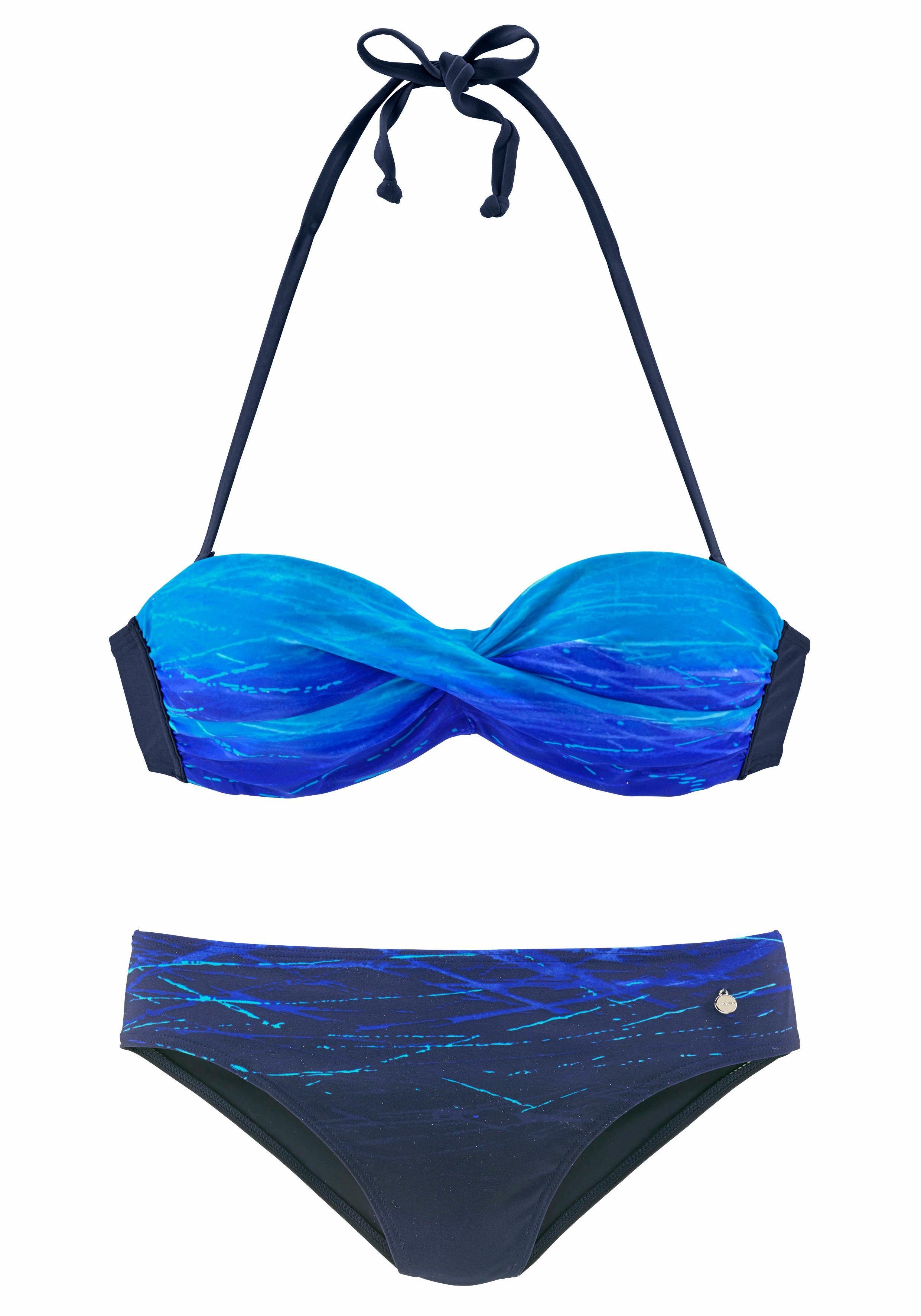 mit Batik-Optik Bügel-Bandeau-Bikini Farbverlauf in blau-bedruckt LASCANA