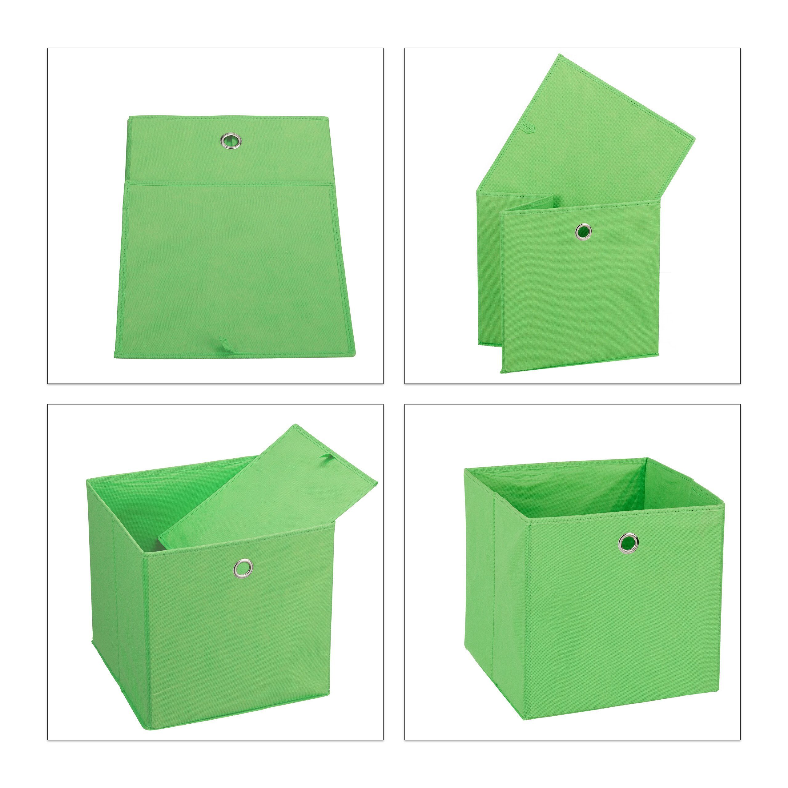 relaxdays Aufbewahrungsbox Aufbewahrungsbox im 4er Grün Grün Set, Silber