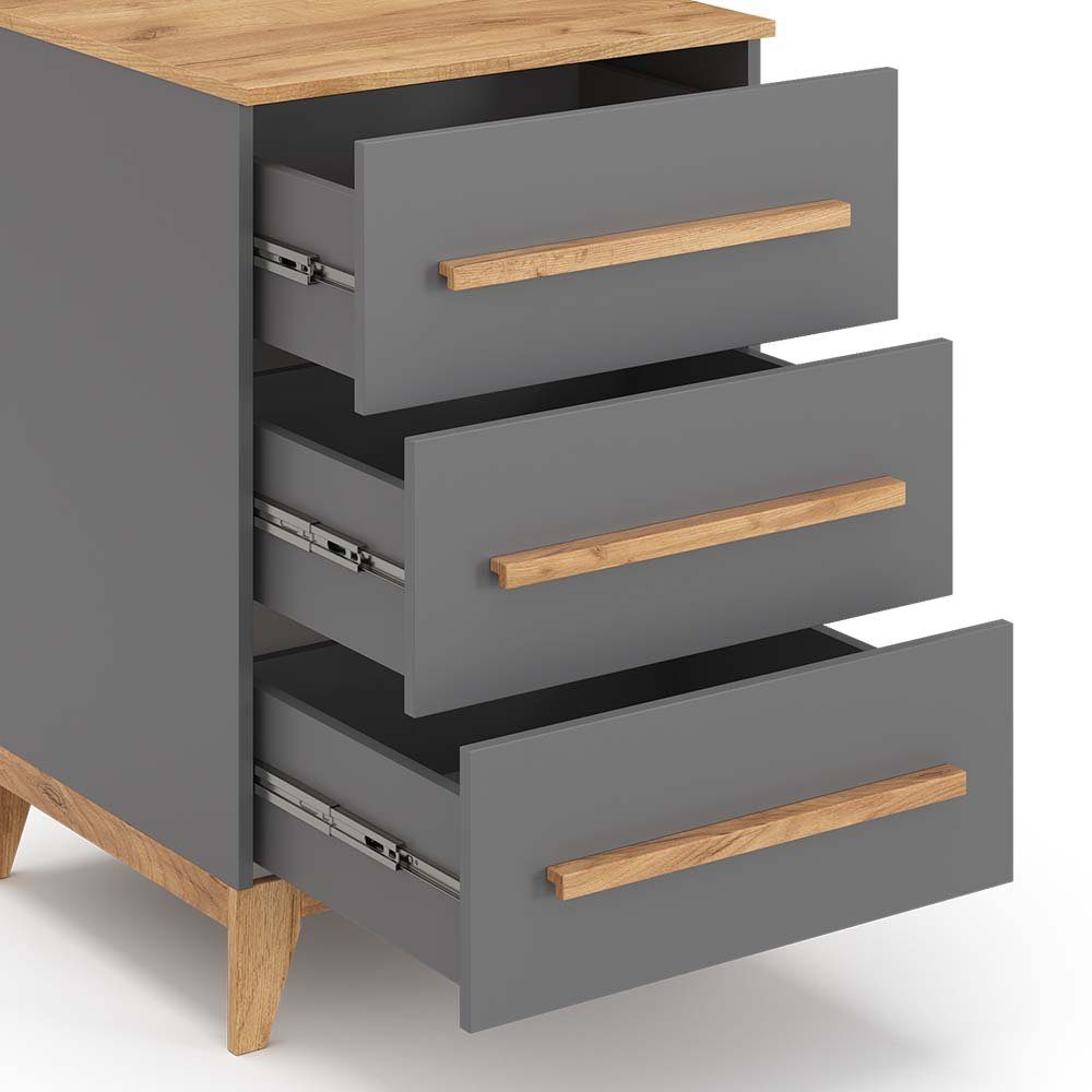 VitaliSpa® Kommode Malia, Grau/Eiche, 60 x 88 cm