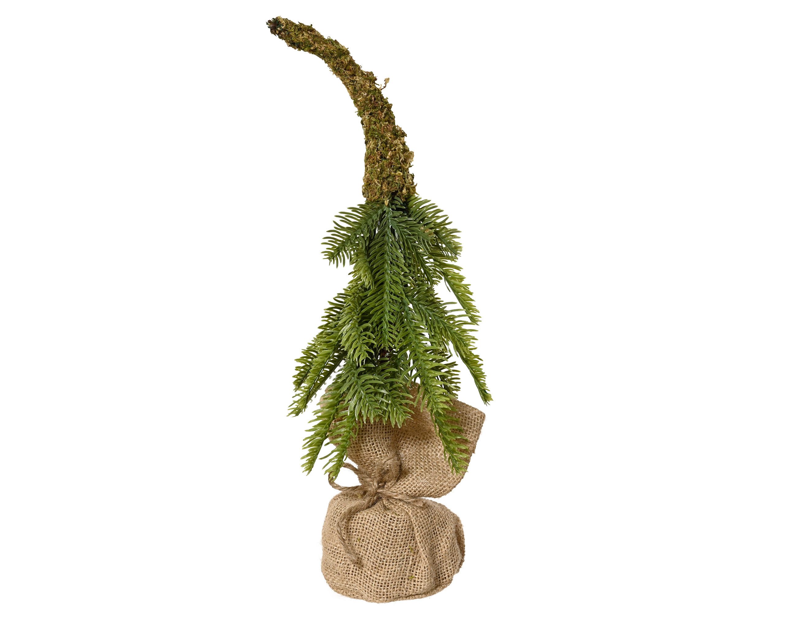 Kaemingk Künstlicher Weihnachtsbaum, Tannenbaum künstlich im Jutesack 35cm mit gebogener Moos Spitze Grün