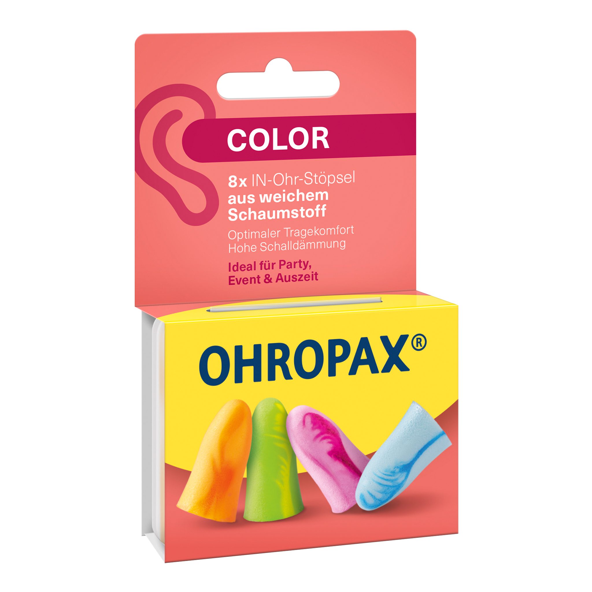 OHROPAX Gehörschutzstöpsel OHROPAX Color Ohrstöpsel – 8 Stück
