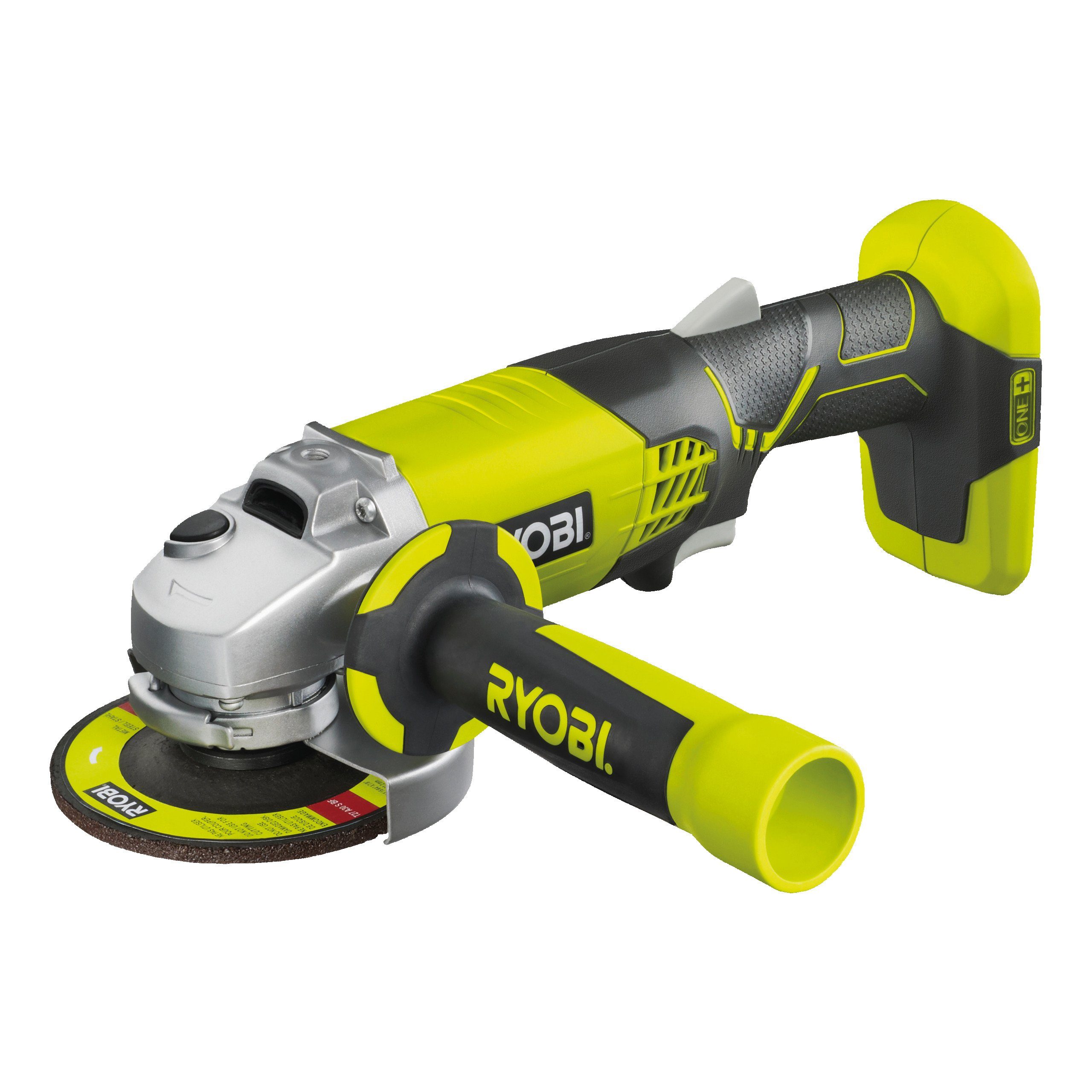RYOBI Akku-Winkelschleifer 115 mm Trennschleifer, max. 7500 U/min, (4 tlg), inkl. 4 Ah Akku, Ladegerät und Werkzeugtasche