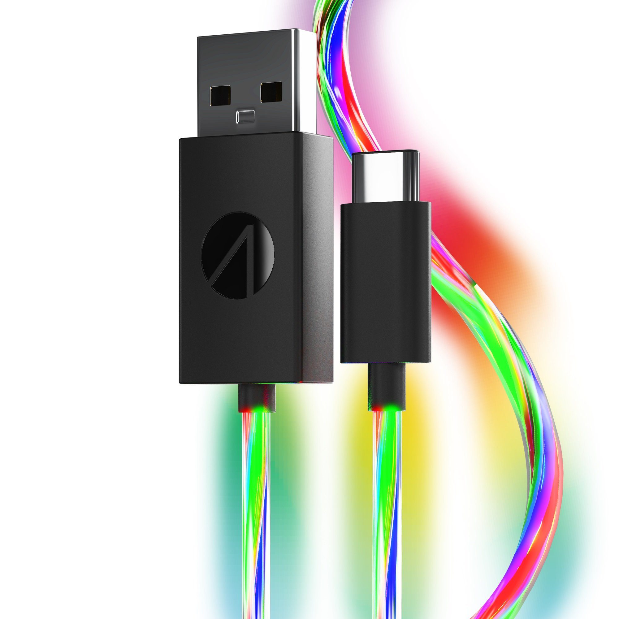 Stealth USB-C Ladekabel (2x 2m) mit LED Beleuchtung USB-Kabel, USB Typ C, (200 cm), Beleuchtung